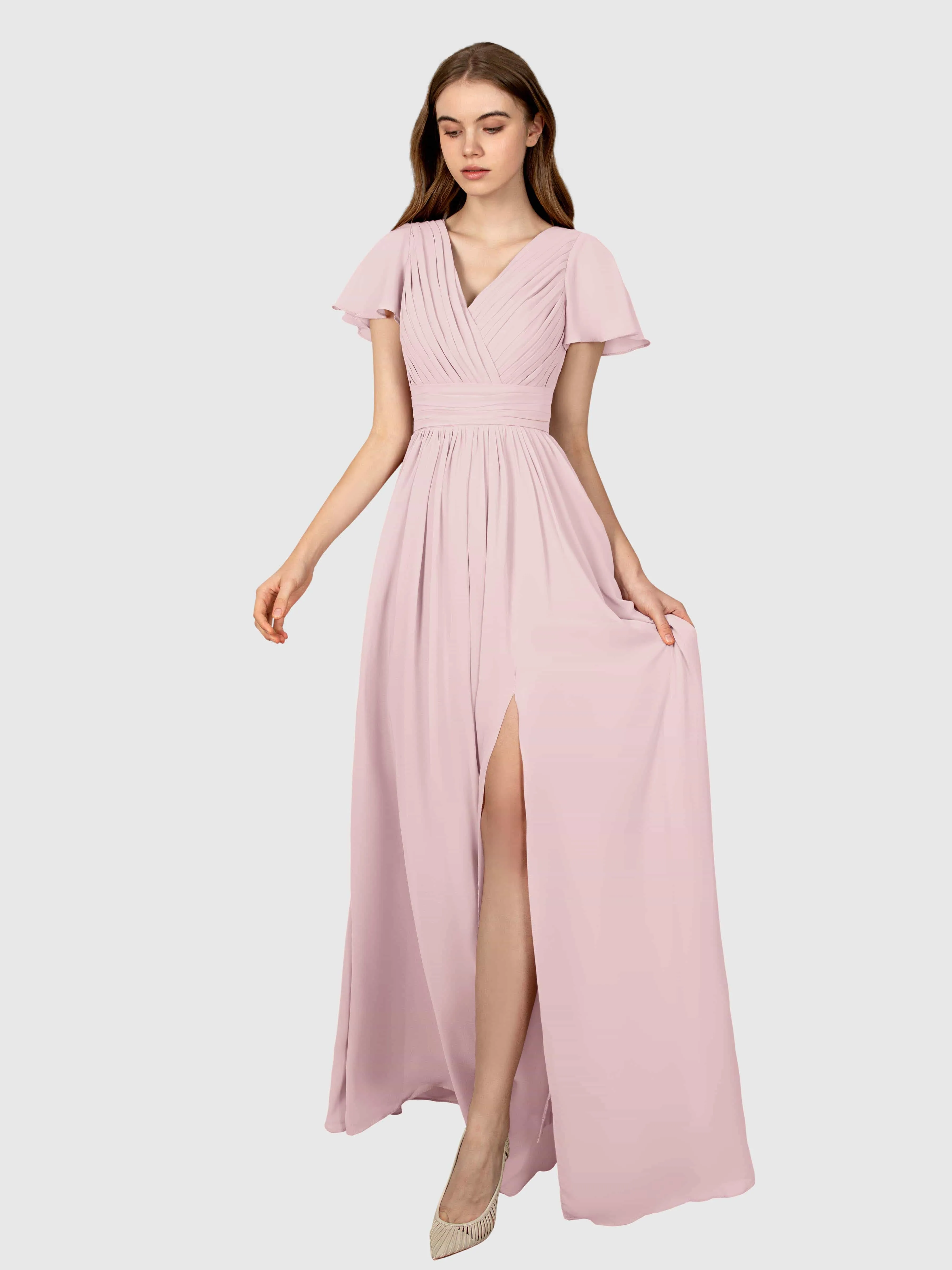 Camila Airy A-Line Pleats Floor Length Bridesmaid Dresses