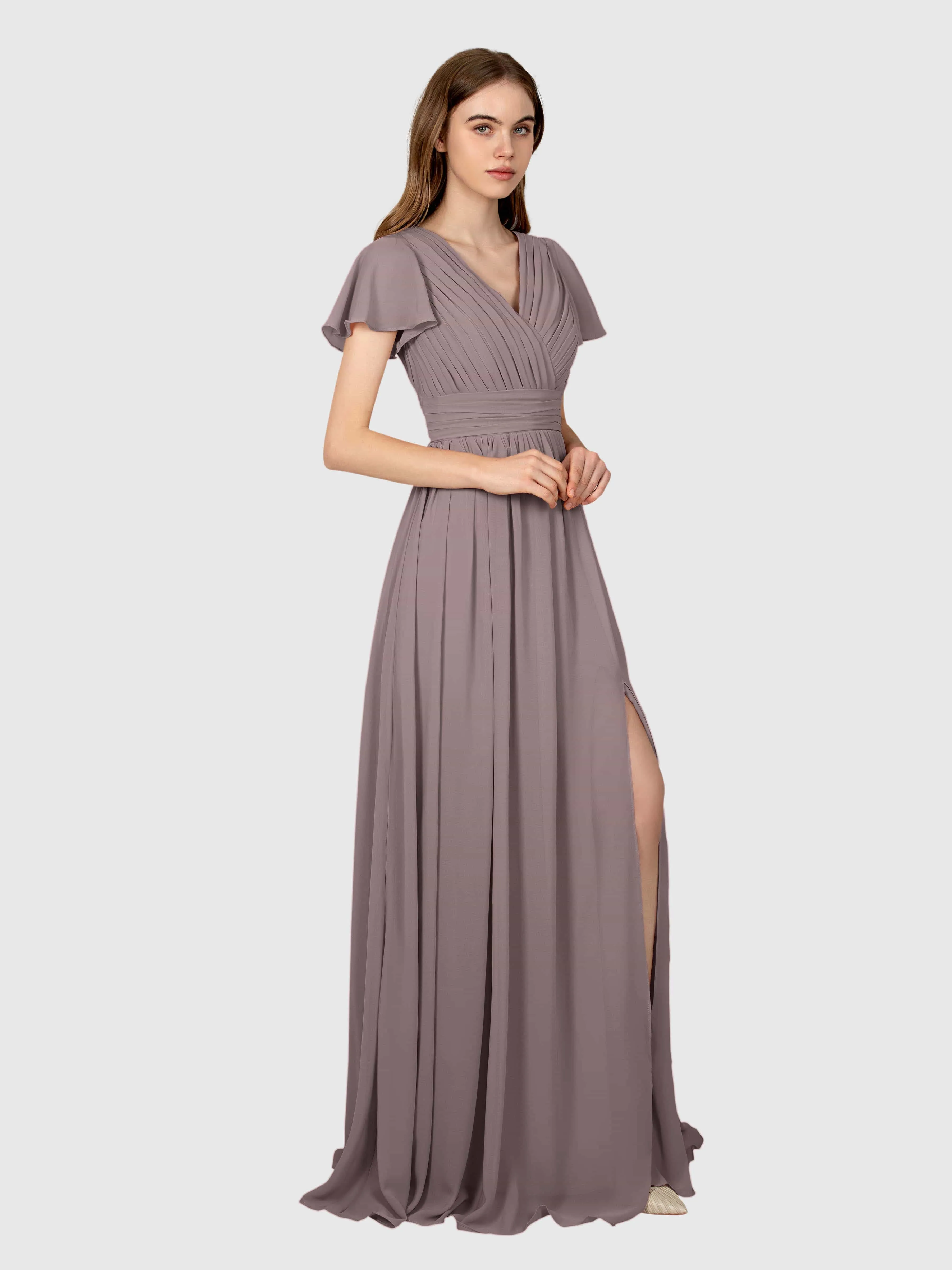Camila Airy A-Line Pleats Floor Length Bridesmaid Dresses