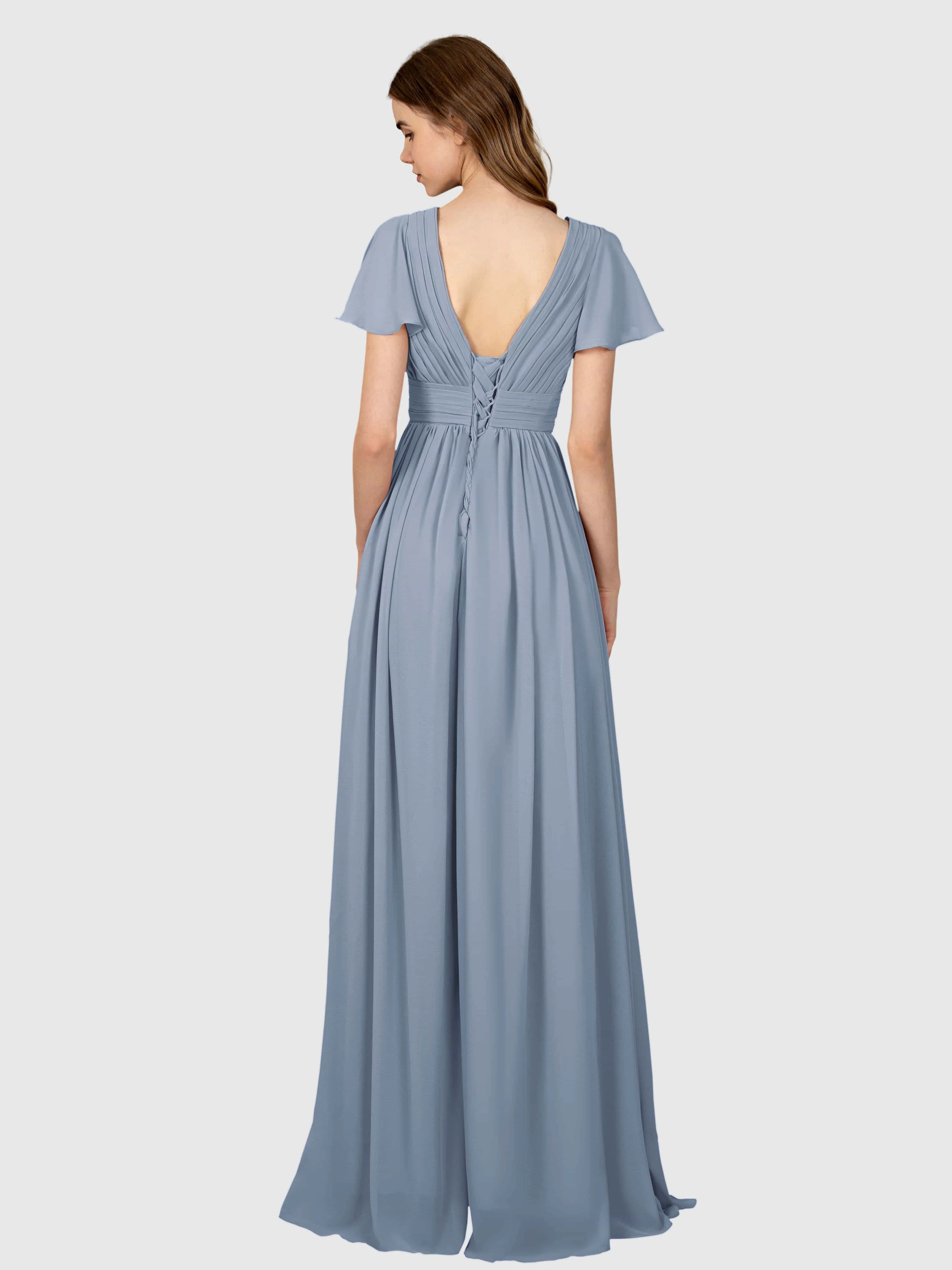 Camila Airy A-Line Pleats Floor Length Bridesmaid Dresses