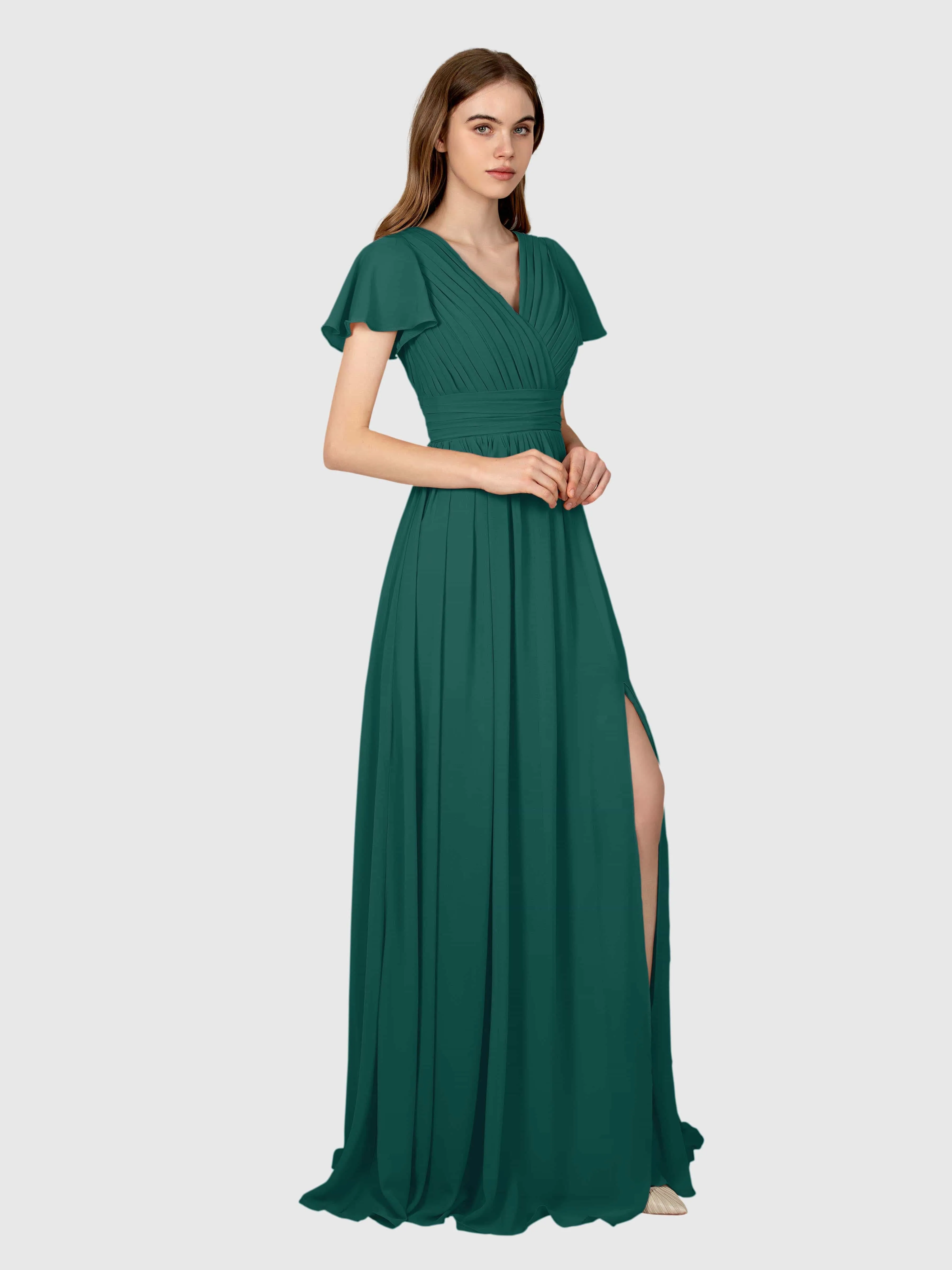 Camila Airy A-Line Pleats Floor Length Bridesmaid Dresses