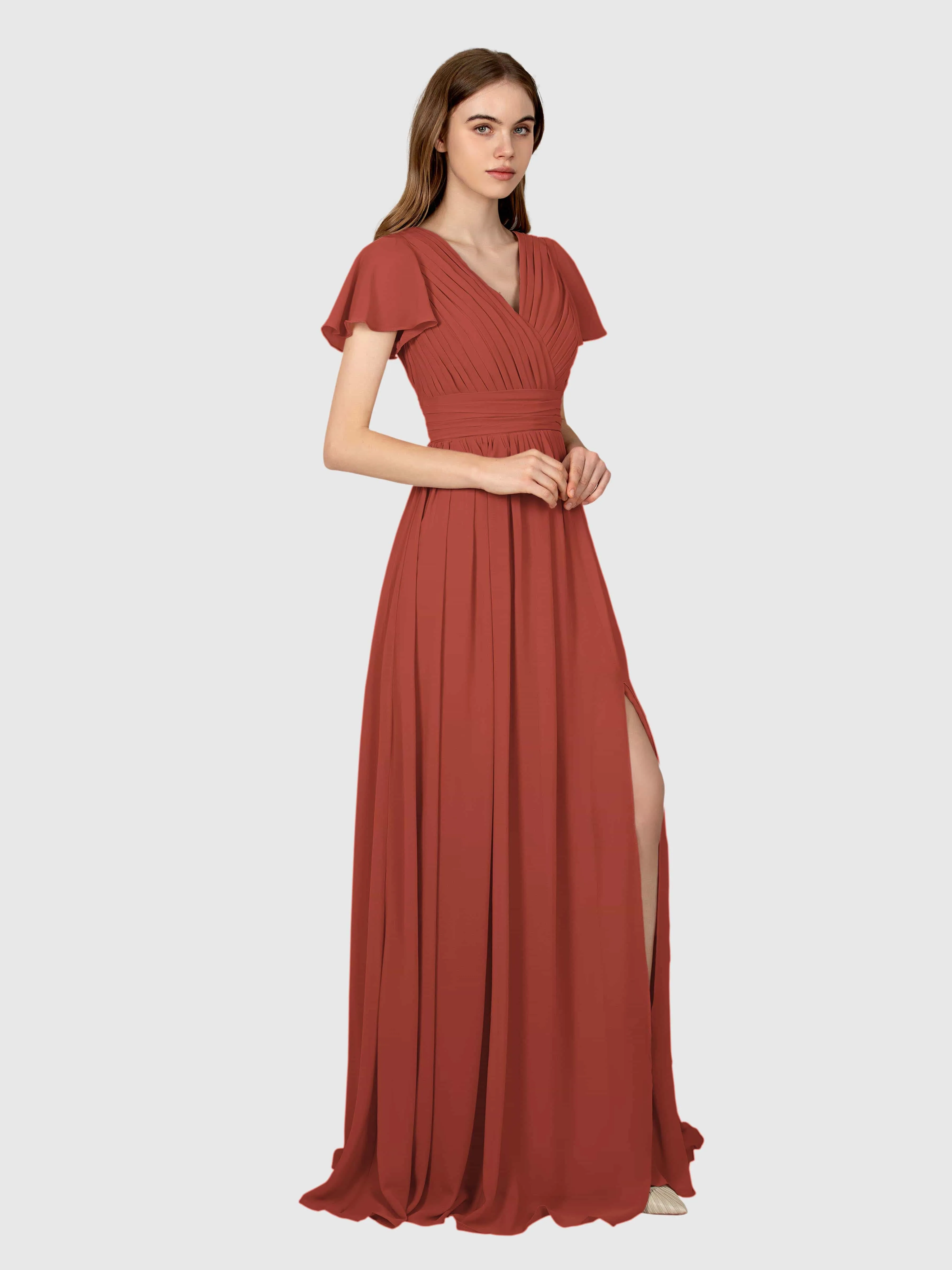 Camila Airy A-Line Pleats Floor Length Bridesmaid Dresses