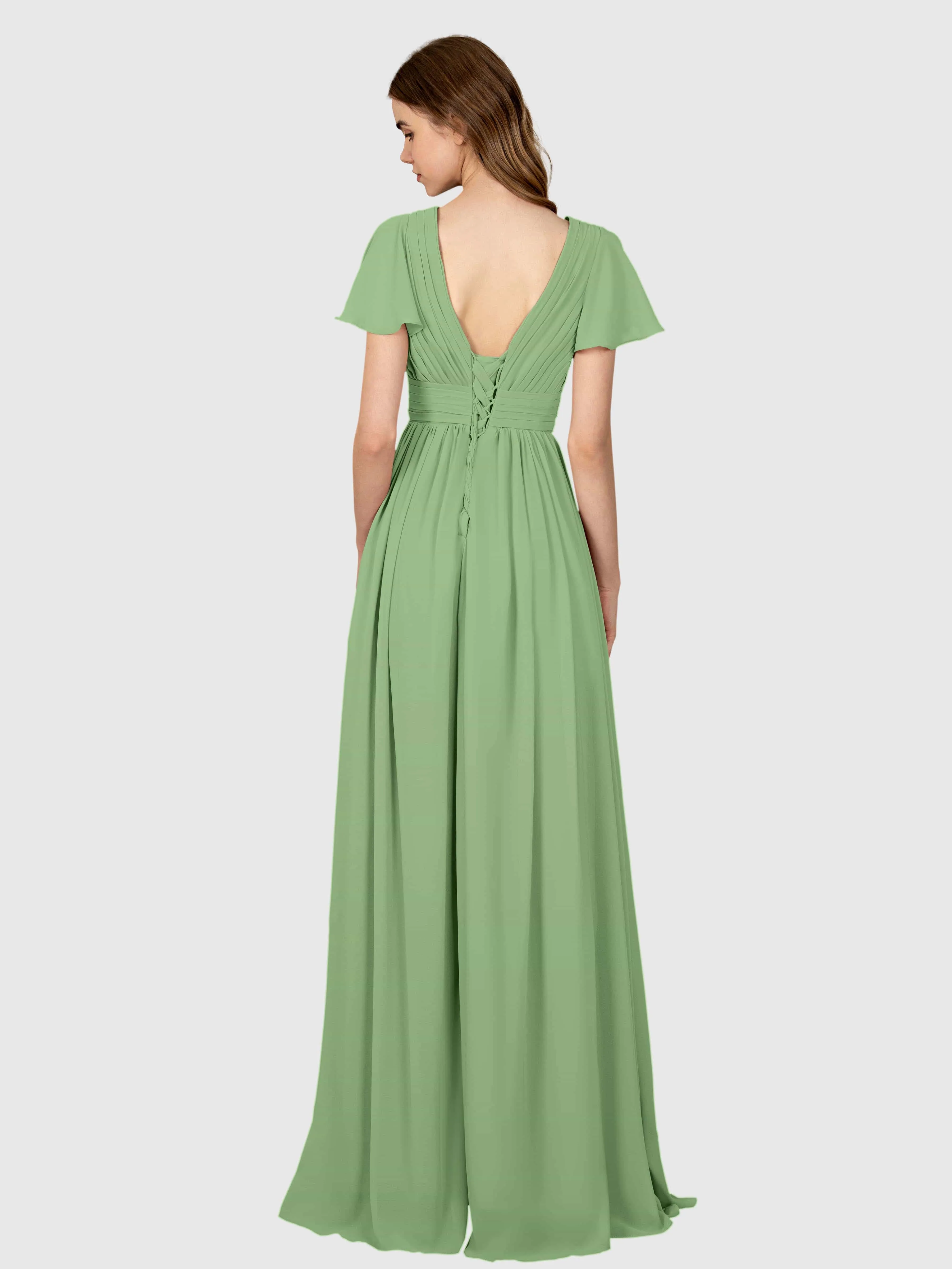 Camila Airy A-Line Pleats Floor Length Bridesmaid Dresses
