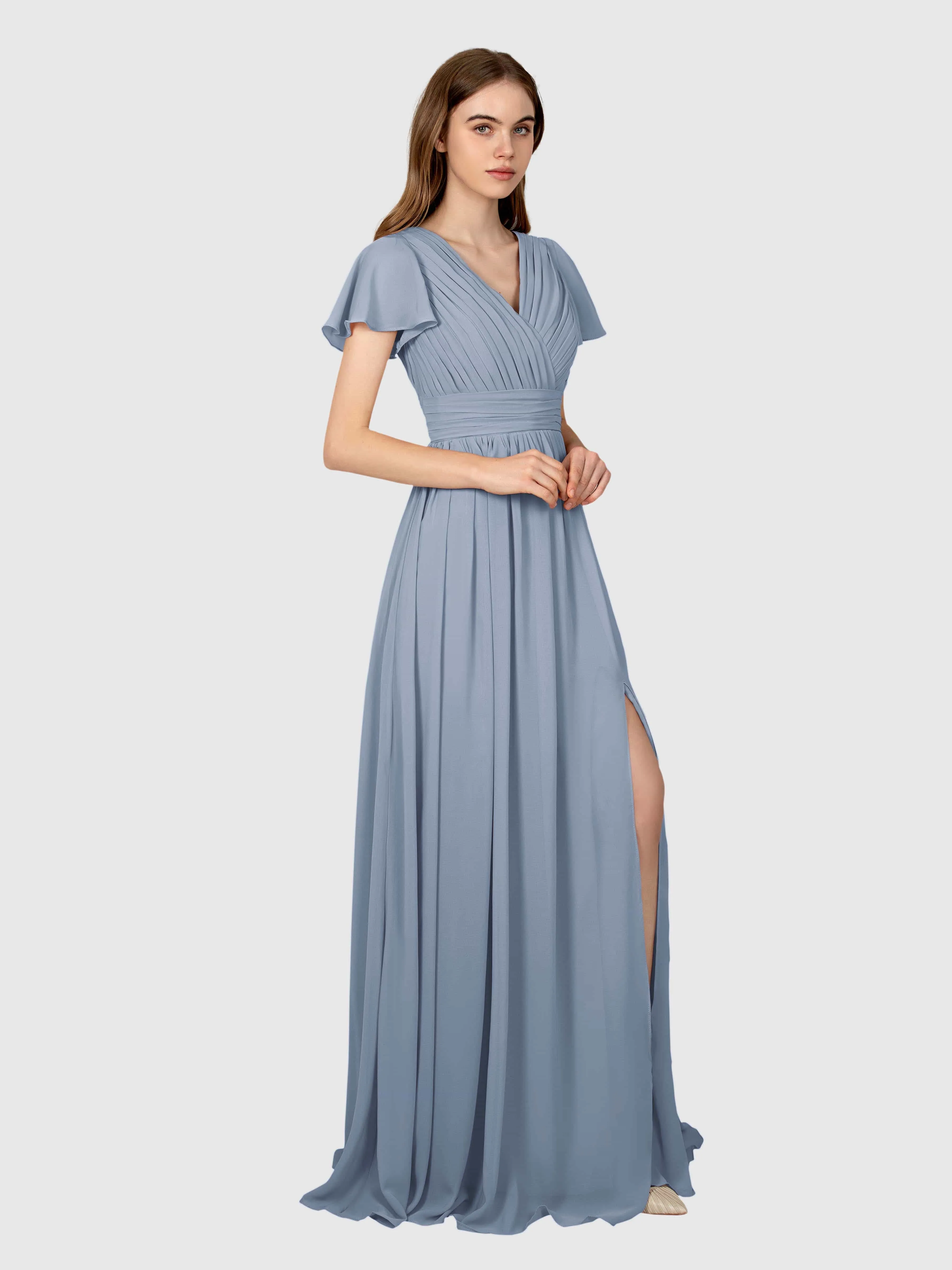 Camila Airy A-Line Pleats Floor Length Bridesmaid Dresses