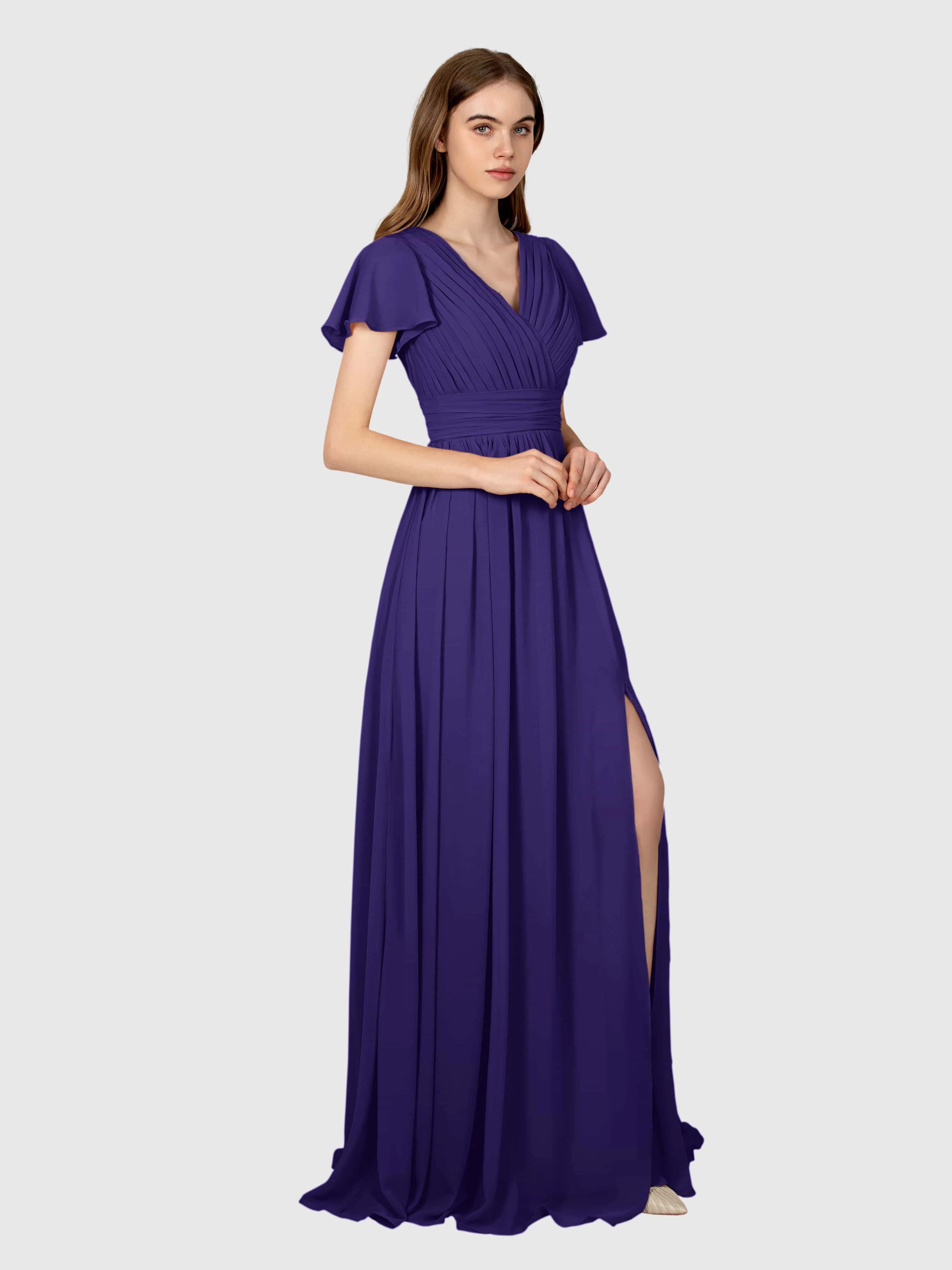 Camila Airy A-Line Pleats Floor Length Bridesmaid Dresses