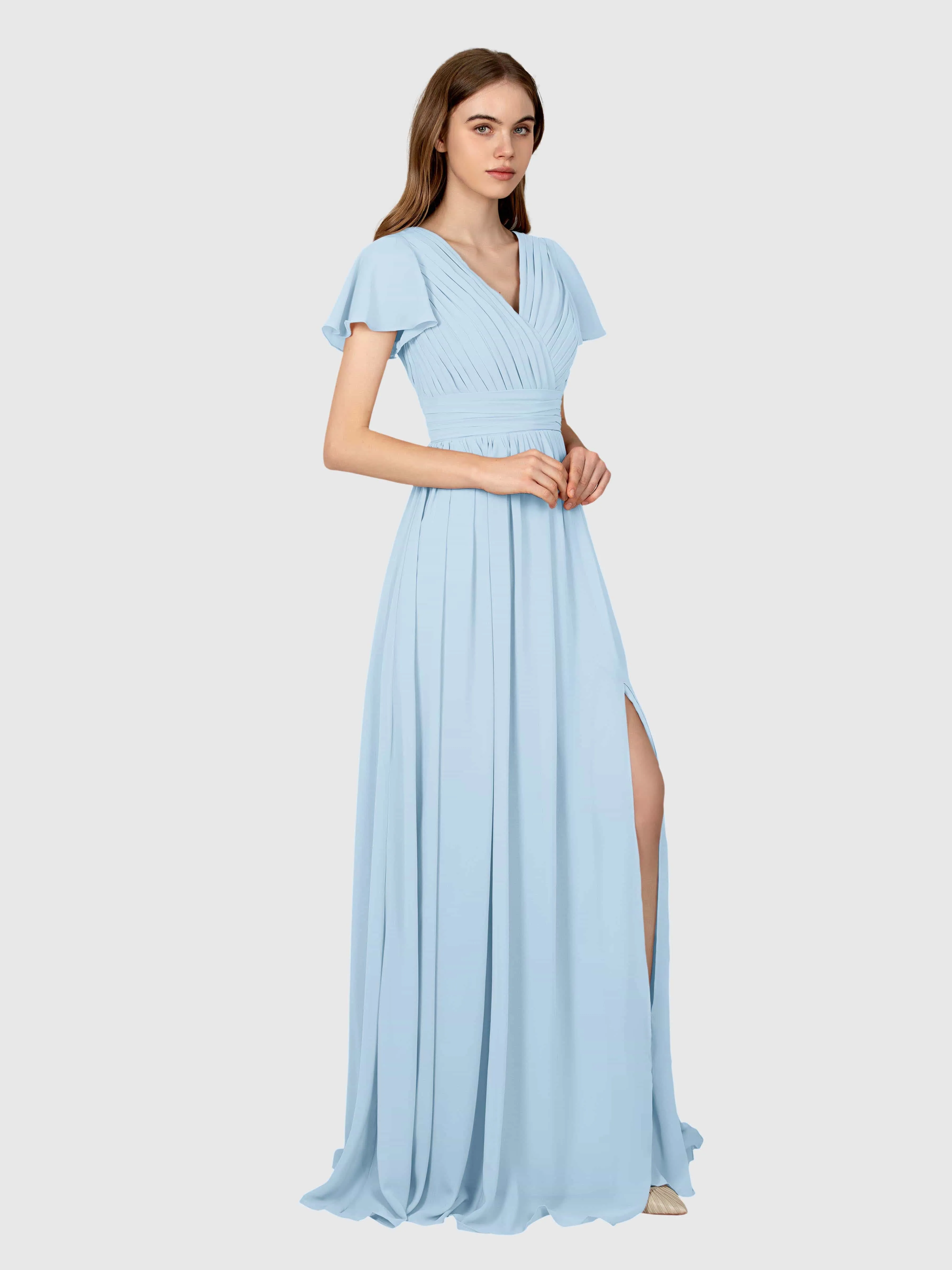 Camila Airy A-Line Pleats Floor Length Bridesmaid Dresses