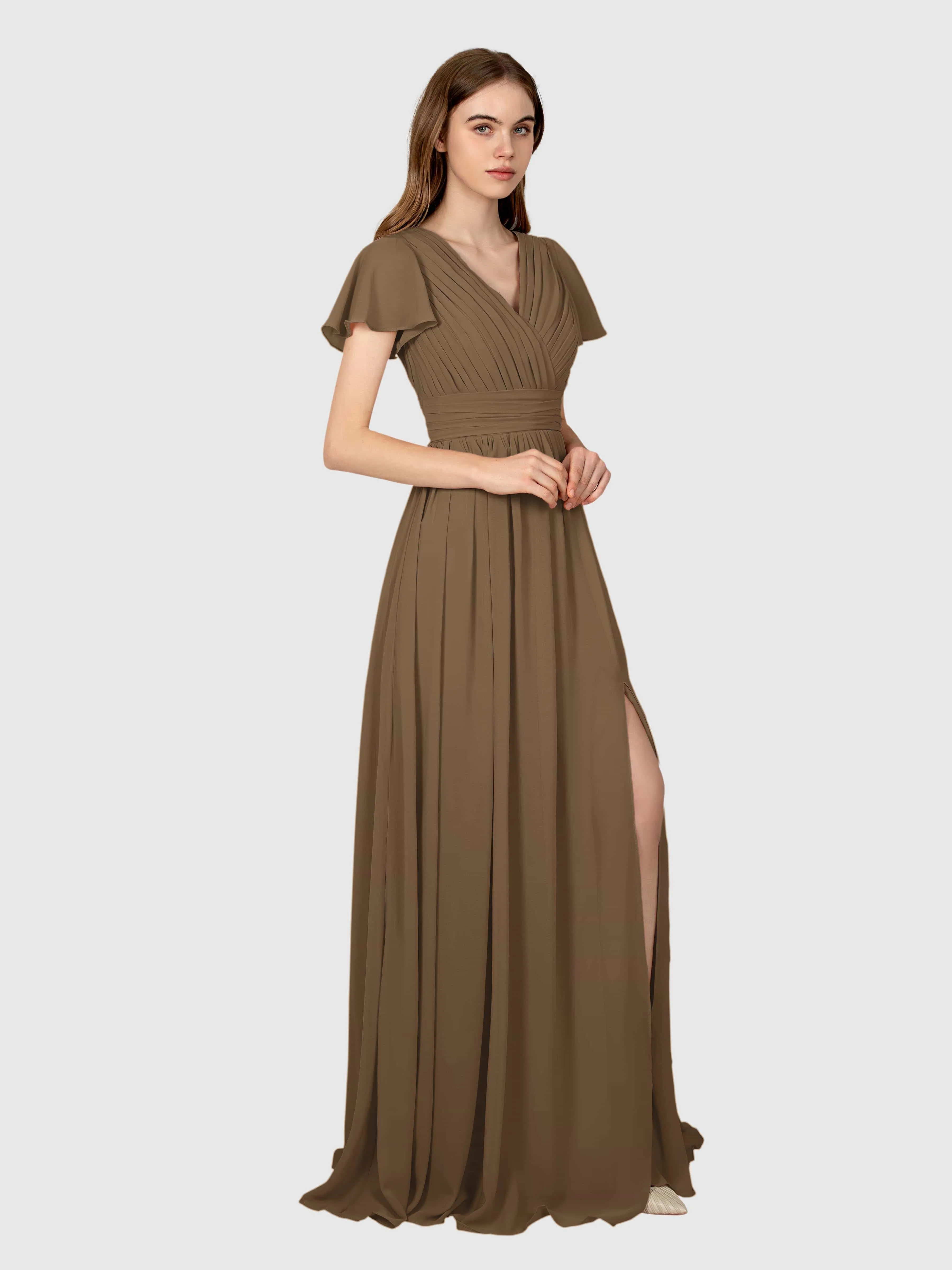 Camila Airy A-Line Pleats Floor Length Bridesmaid Dresses