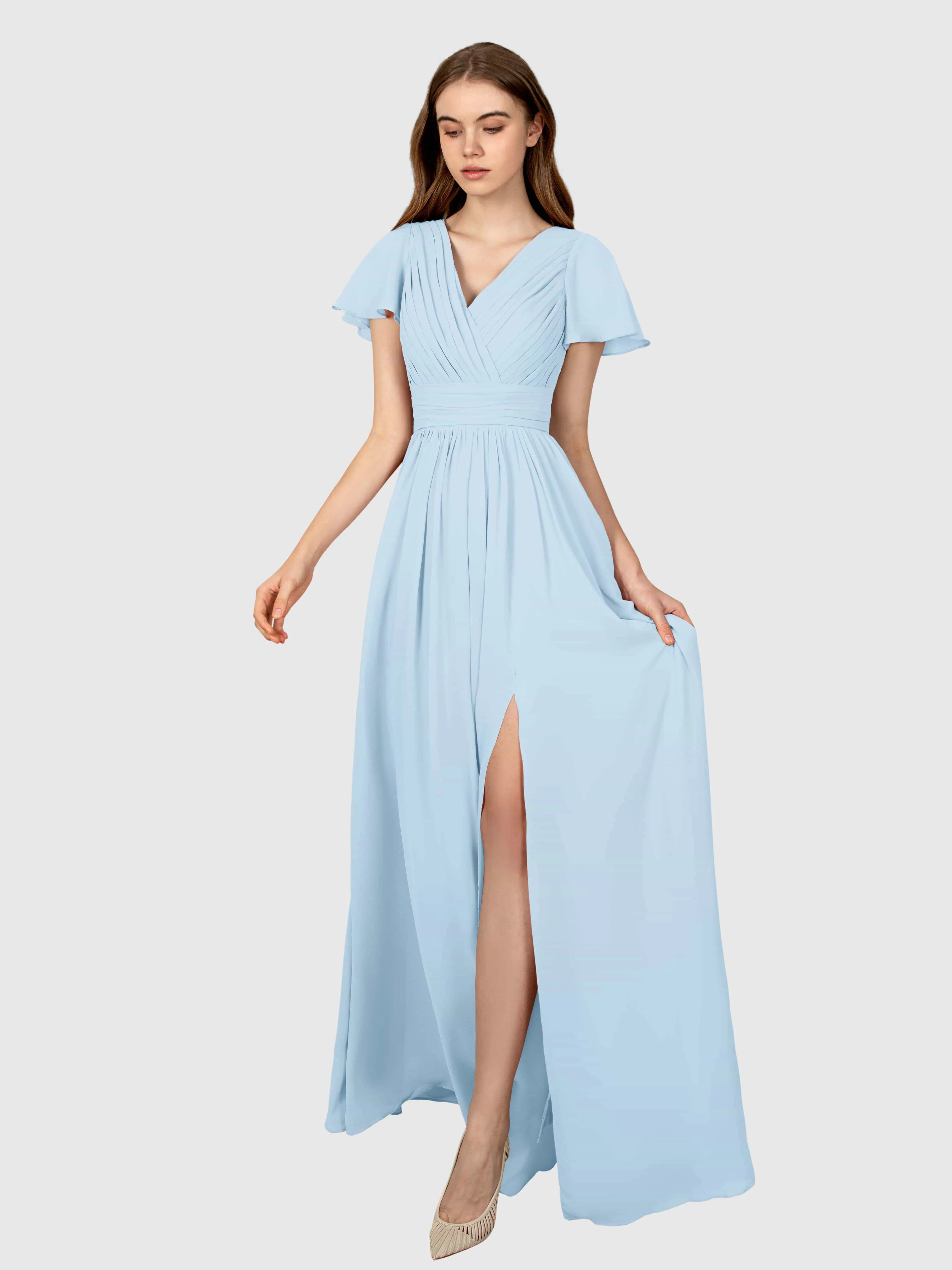 Camila Airy A-Line Pleats Floor Length Bridesmaid Dresses