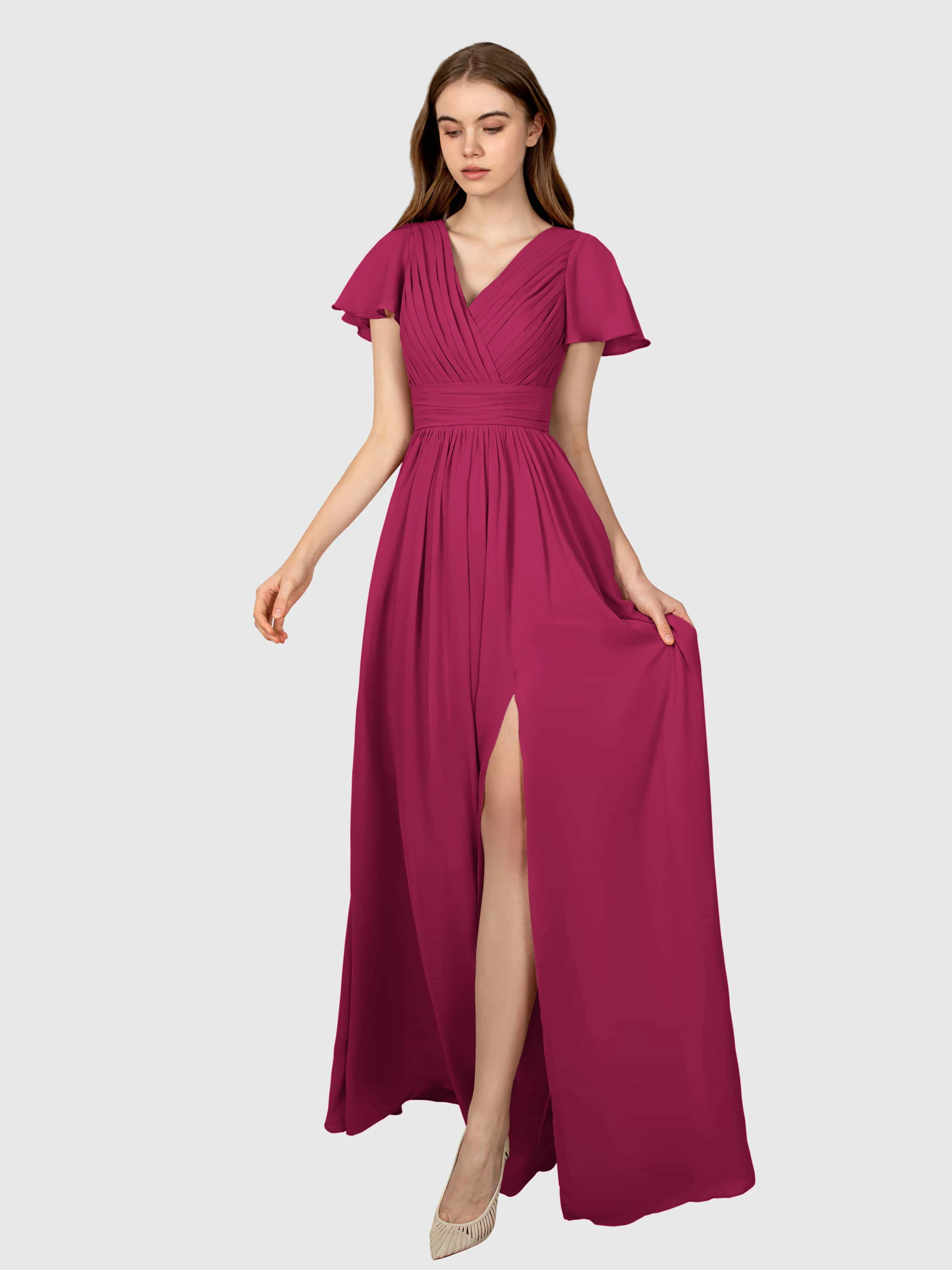 Camila Airy A-Line Pleats Floor Length Bridesmaid Dresses