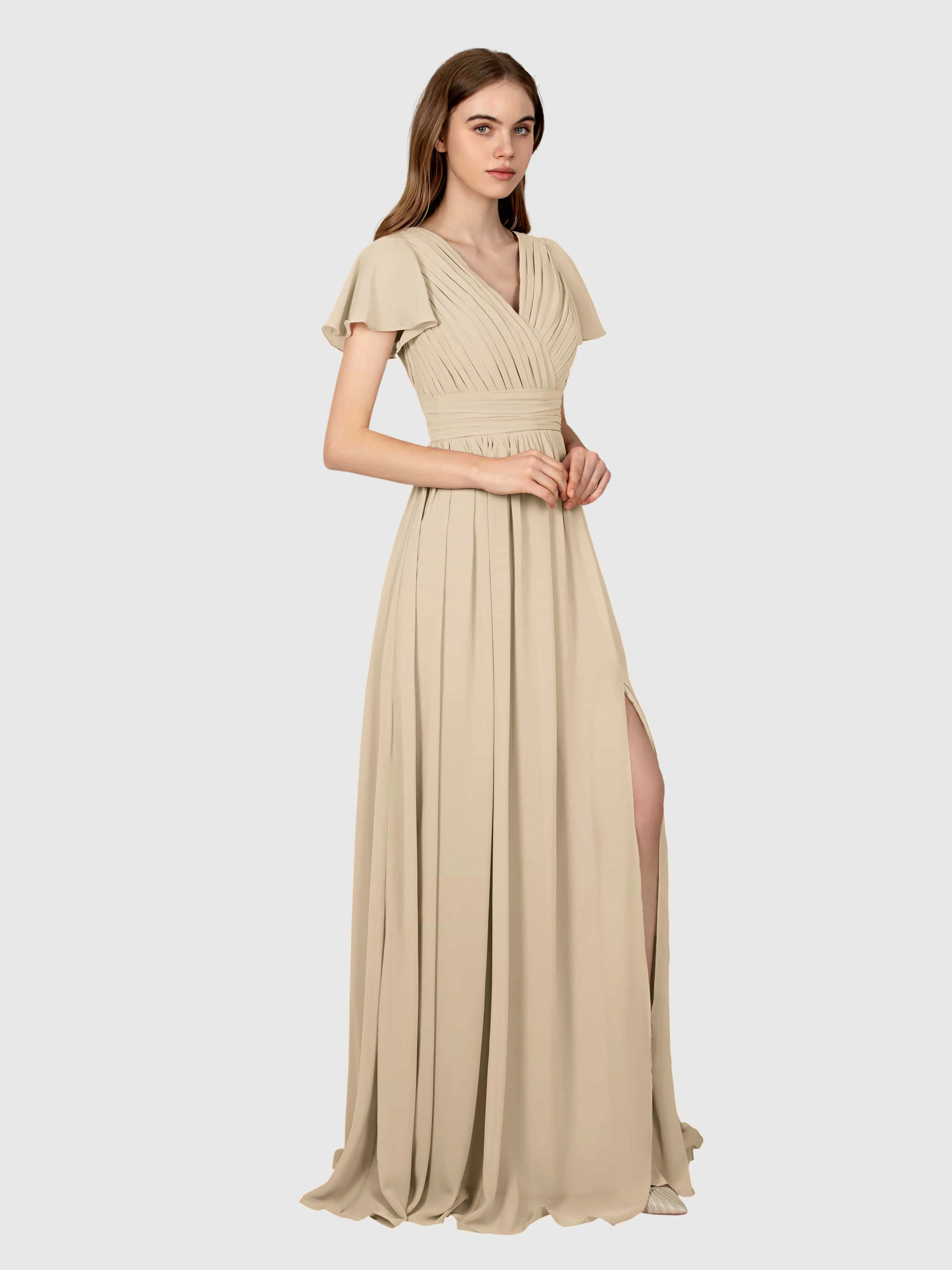 Camila Airy A-Line Pleats Floor Length Bridesmaid Dresses
