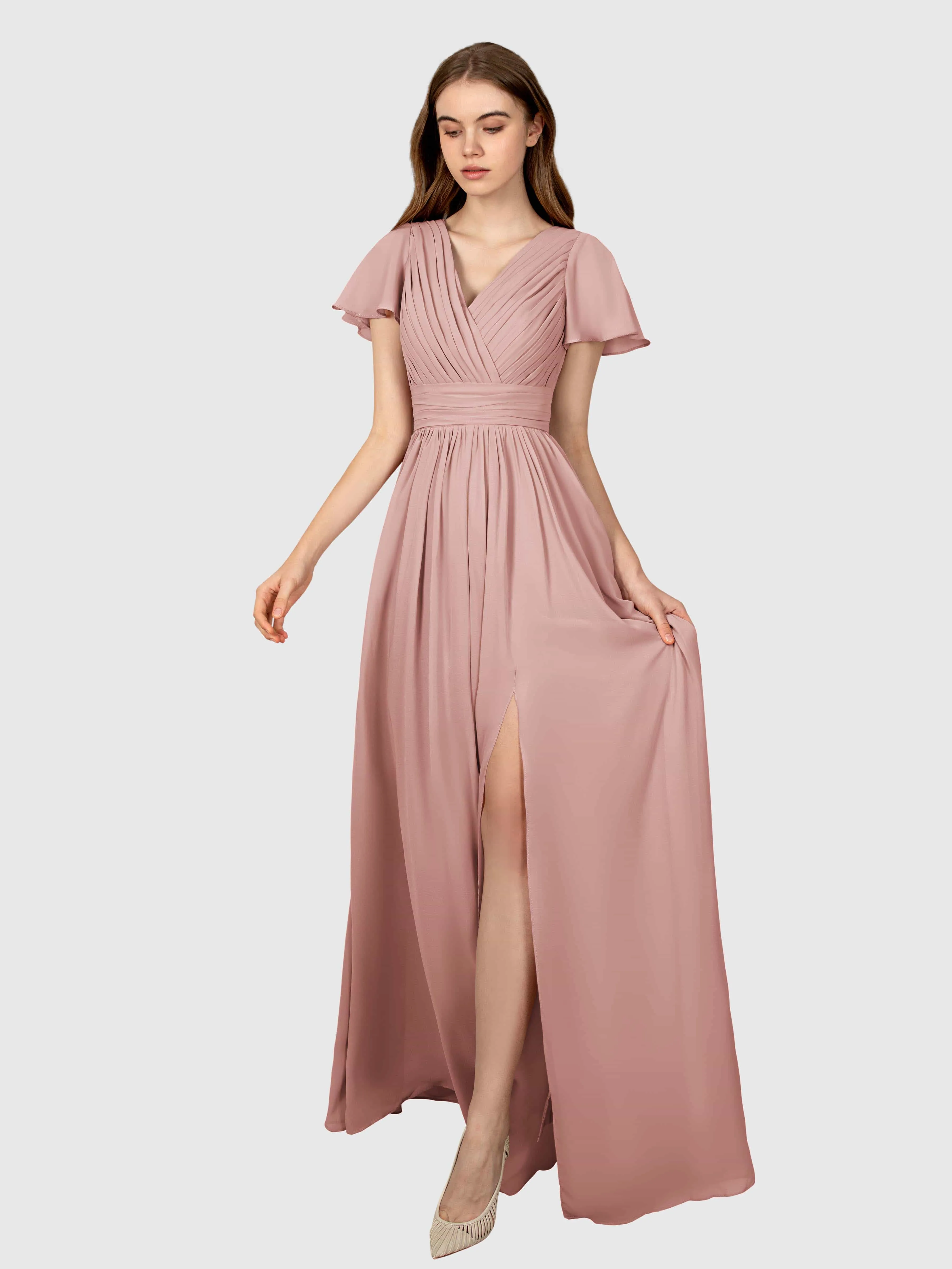 Camila Airy A-Line Pleats Floor Length Bridesmaid Dresses