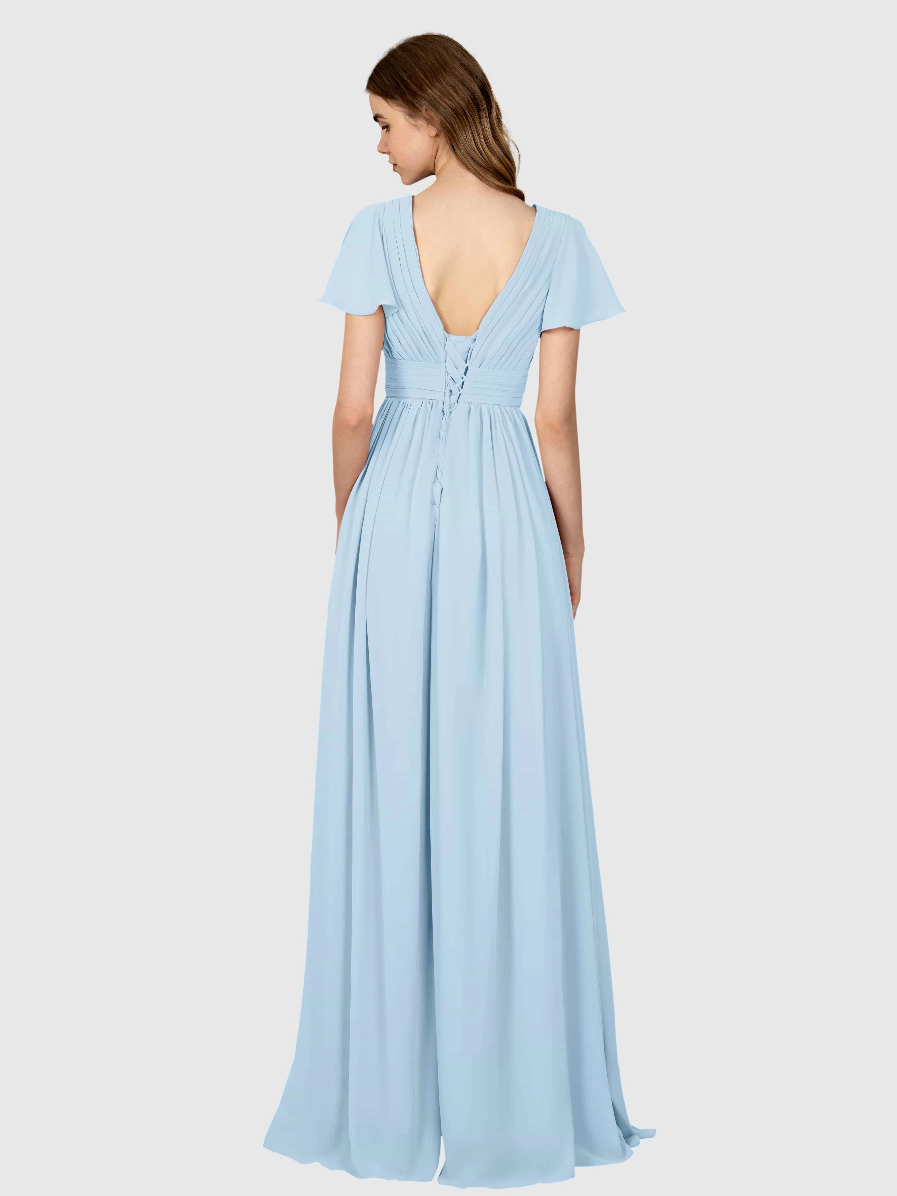Camila Airy A-Line Pleats Floor Length Bridesmaid Dresses