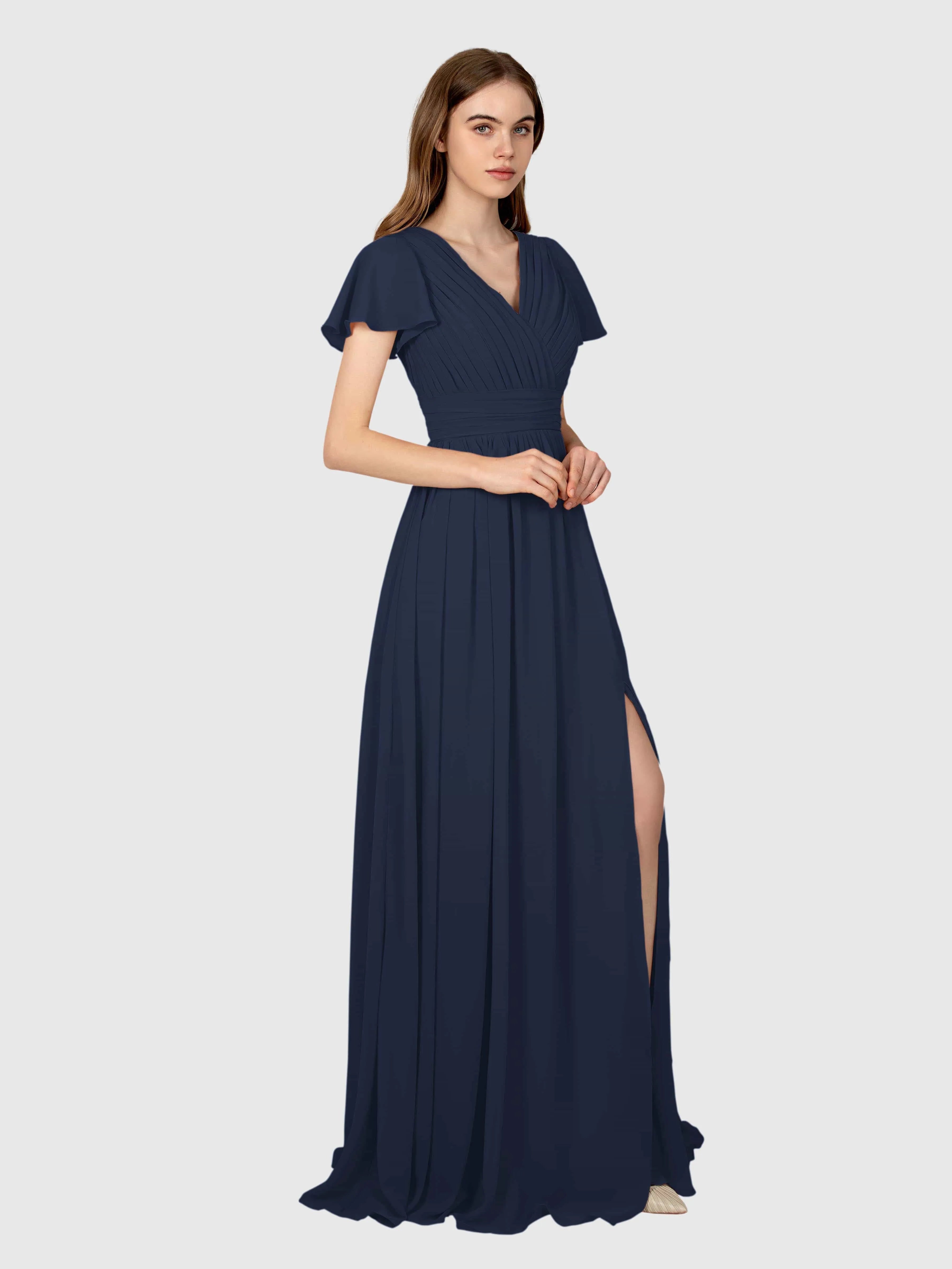 Camila Airy A-Line Pleats Floor Length Bridesmaid Dresses