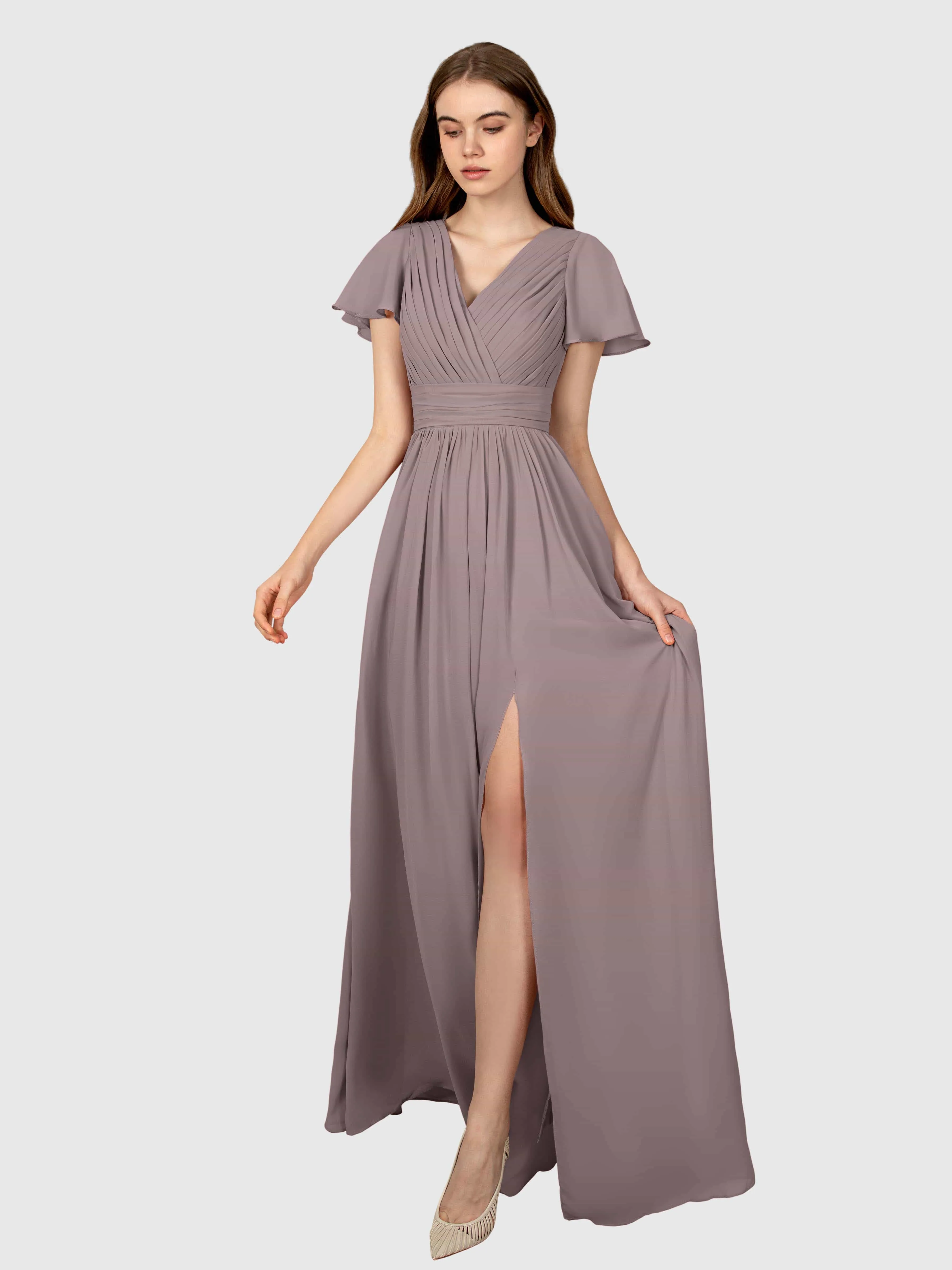 Camila Airy A-Line Pleats Floor Length Bridesmaid Dresses