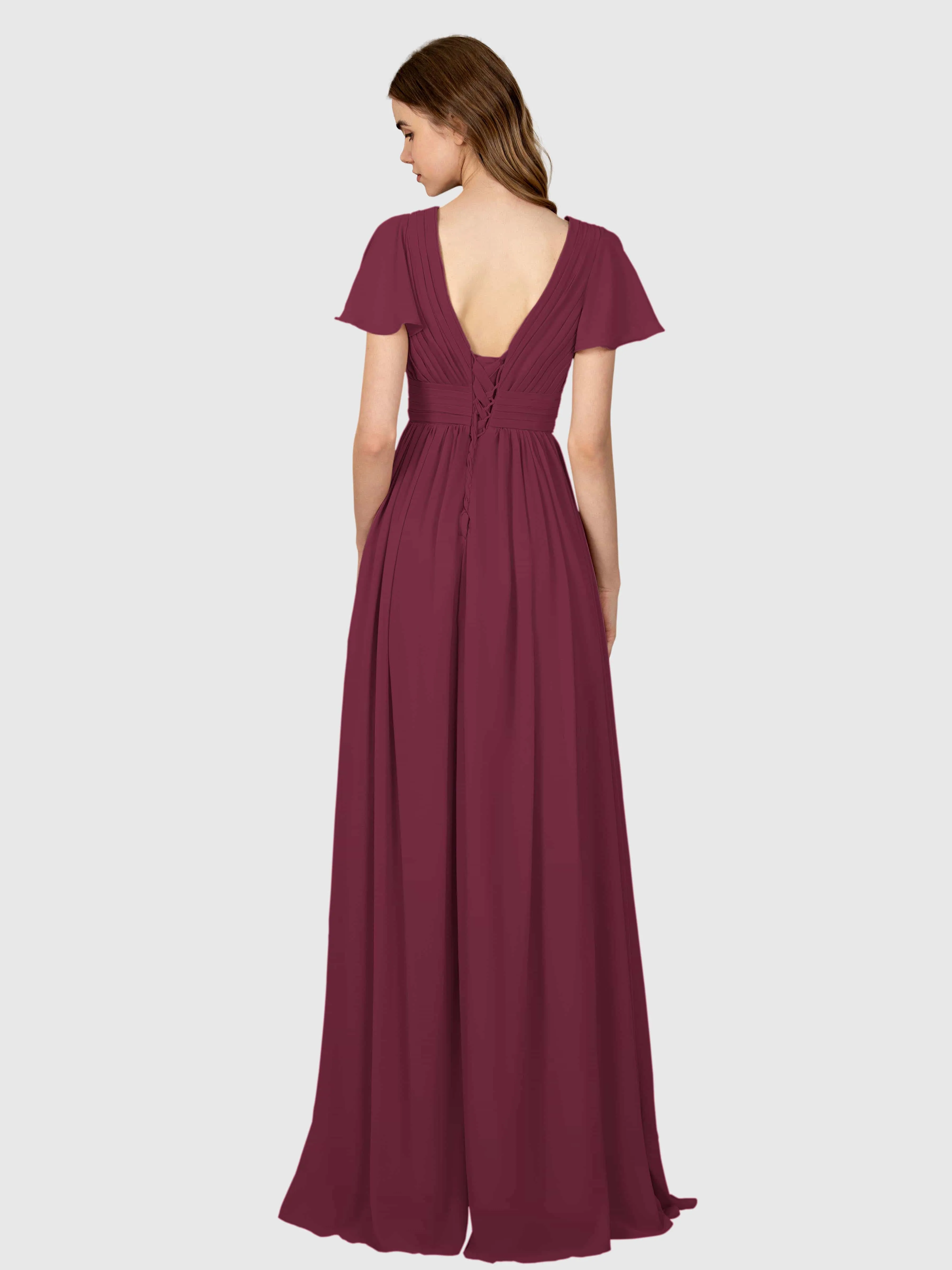 Camila Airy A-Line Pleats Floor Length Bridesmaid Dresses