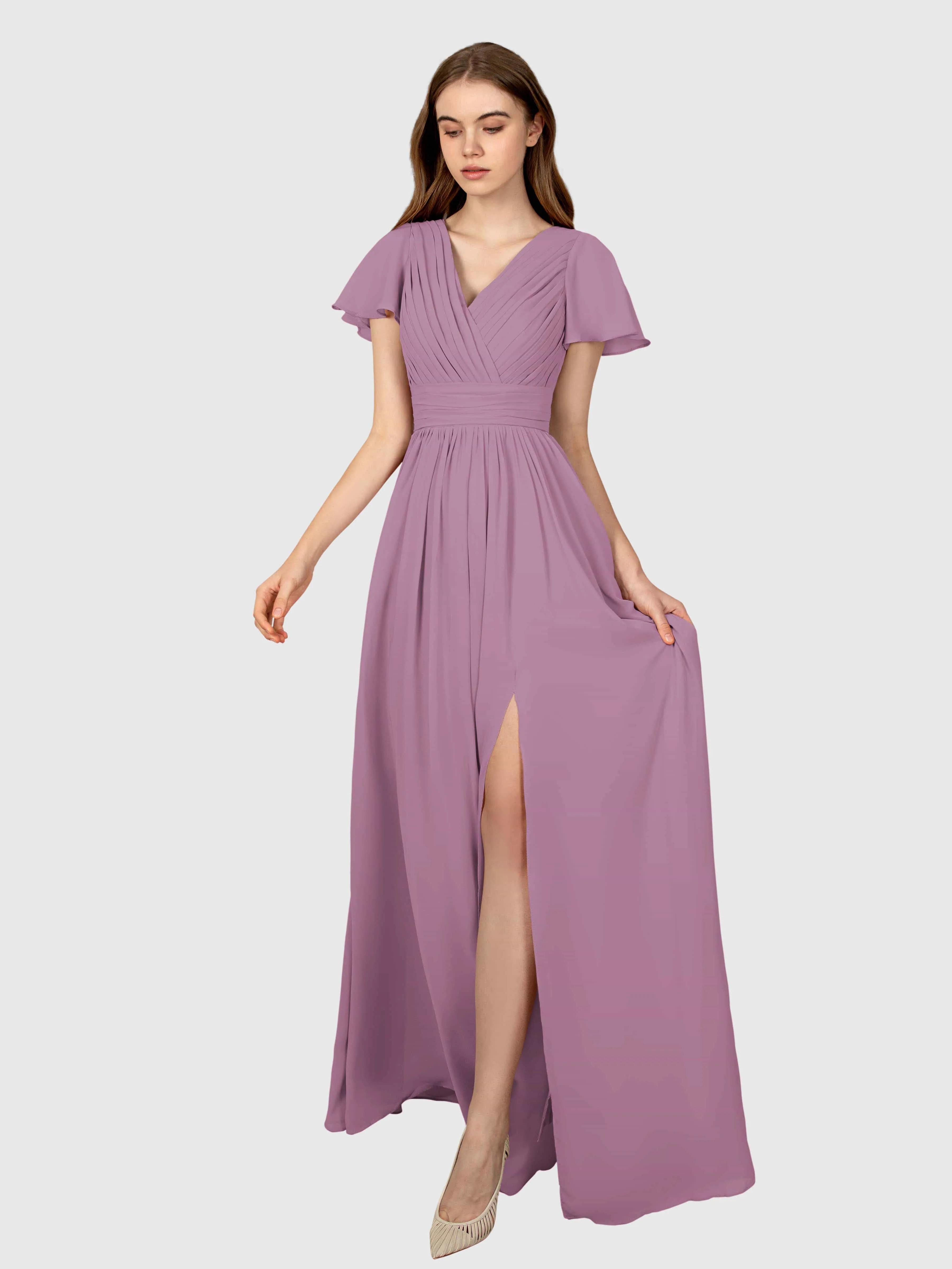 Camila Airy A-Line Pleats Floor Length Bridesmaid Dresses