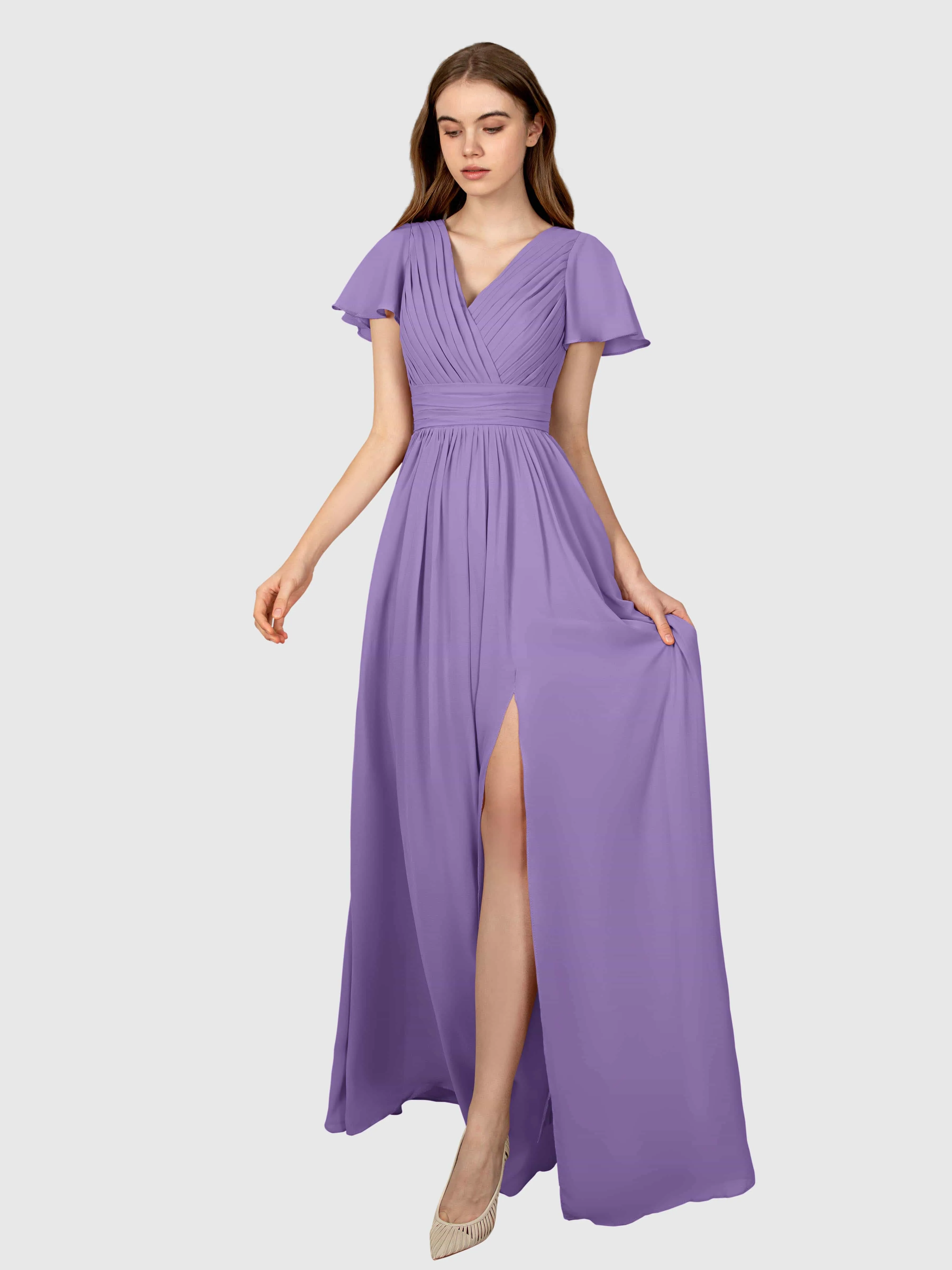 Camila Airy A-Line Pleats Floor Length Bridesmaid Dresses