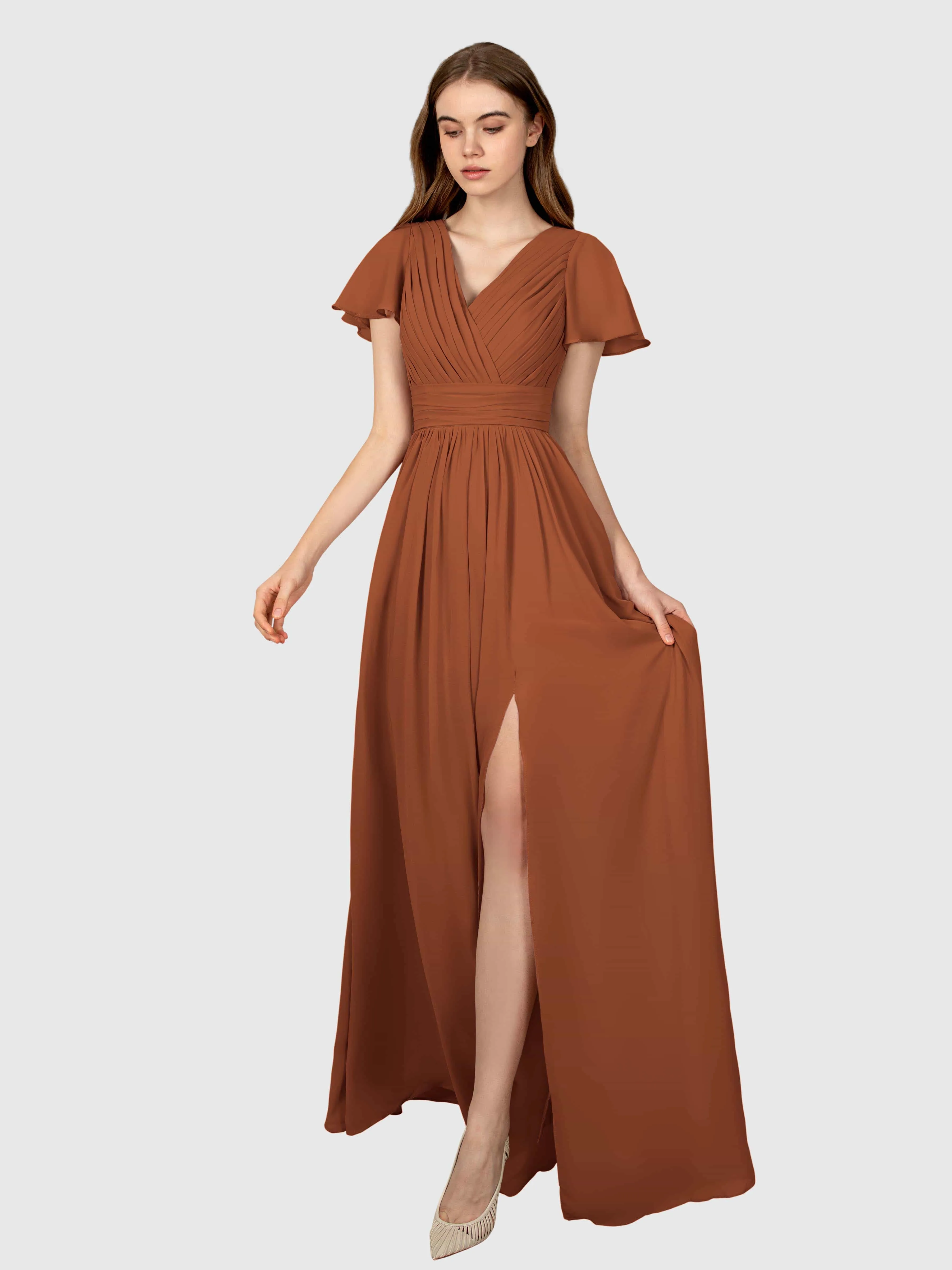 Camila Airy A-Line Pleats Floor Length Bridesmaid Dresses