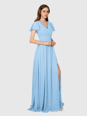 Camila Airy A-Line Pleats Floor Length Bridesmaid Dresses
