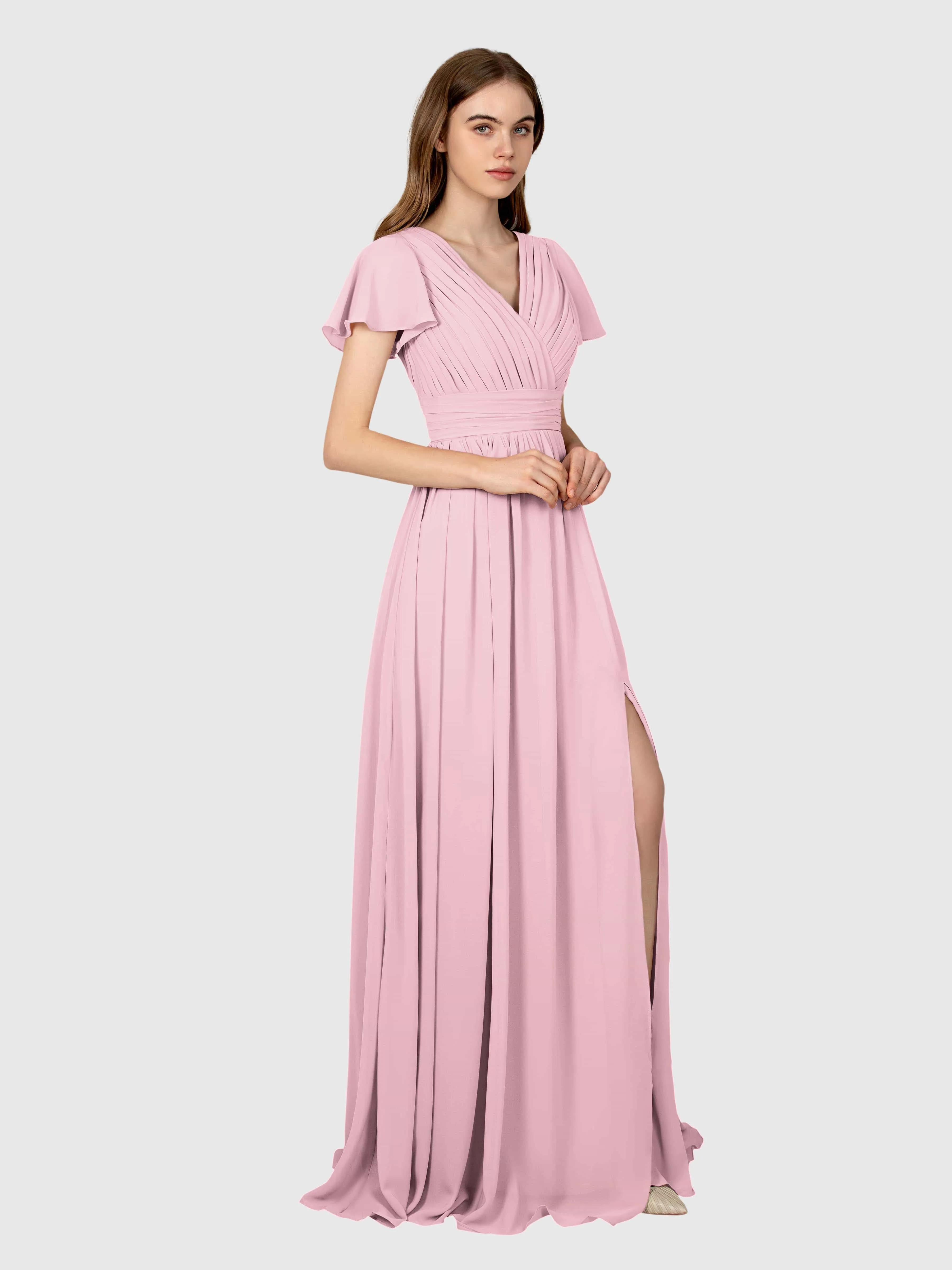Camila Airy A-Line Pleats Floor Length Bridesmaid Dresses