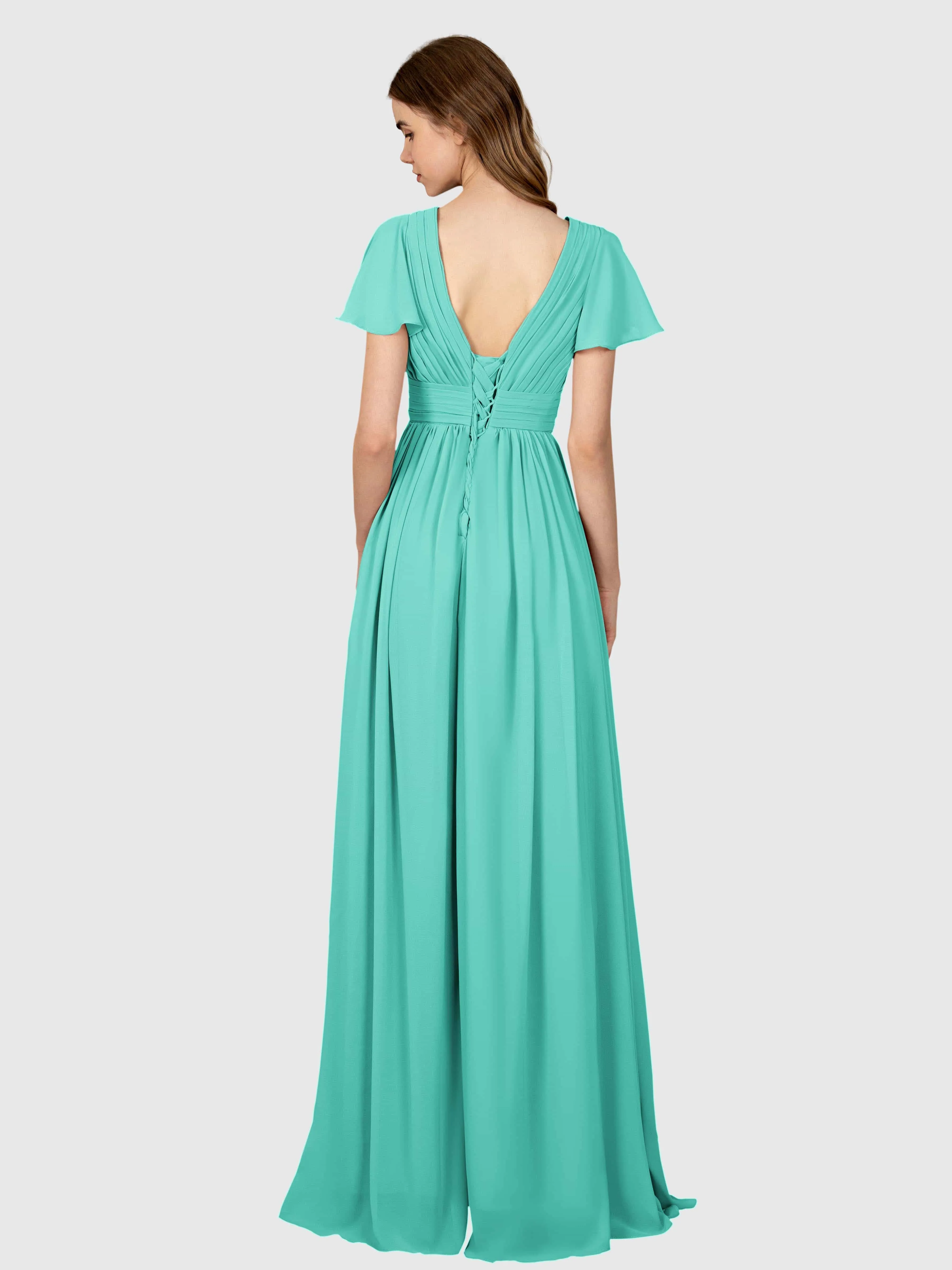 Camila Airy A-Line Pleats Floor Length Bridesmaid Dresses