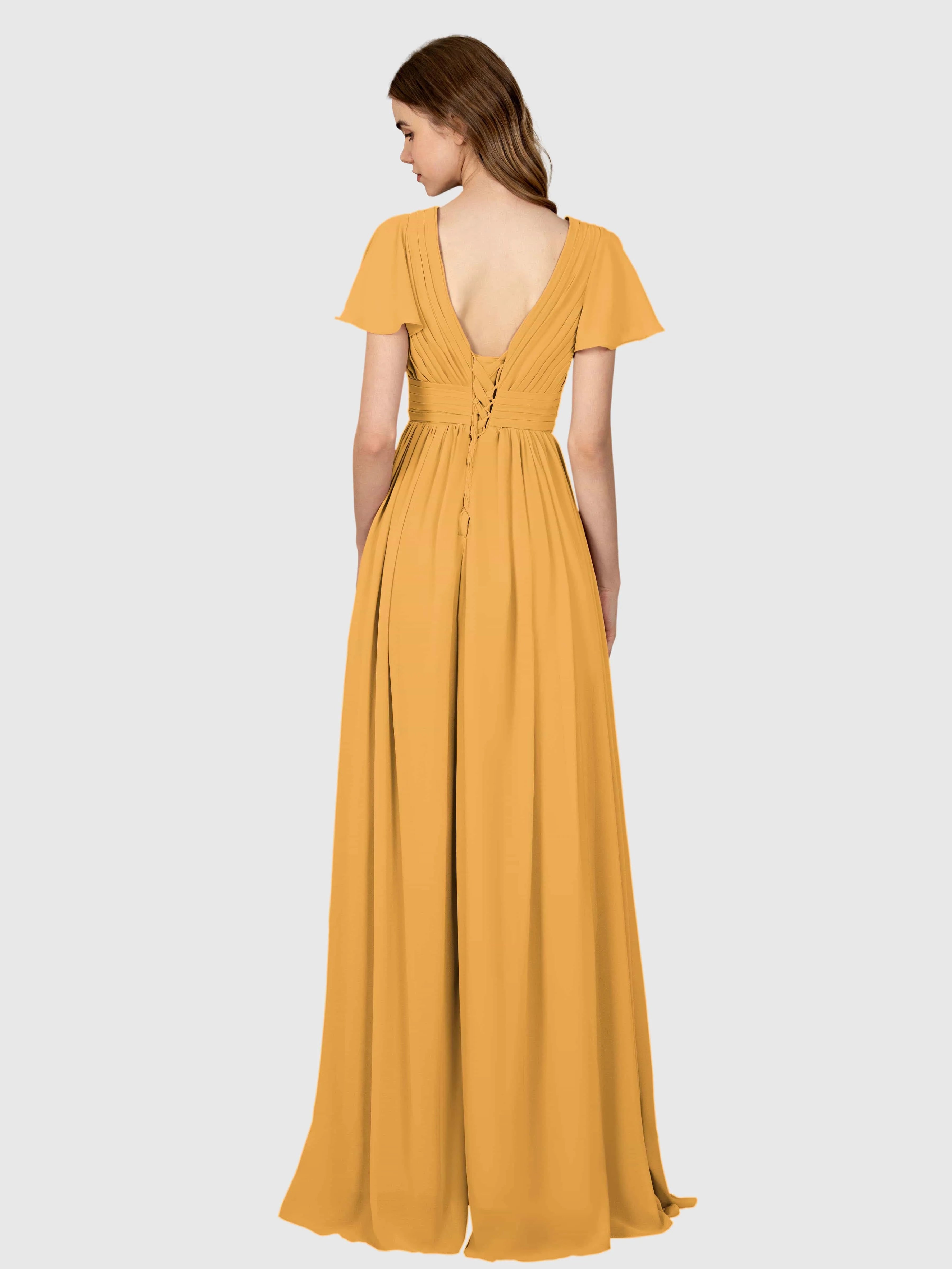 Camila Airy A-Line Pleats Floor Length Bridesmaid Dresses