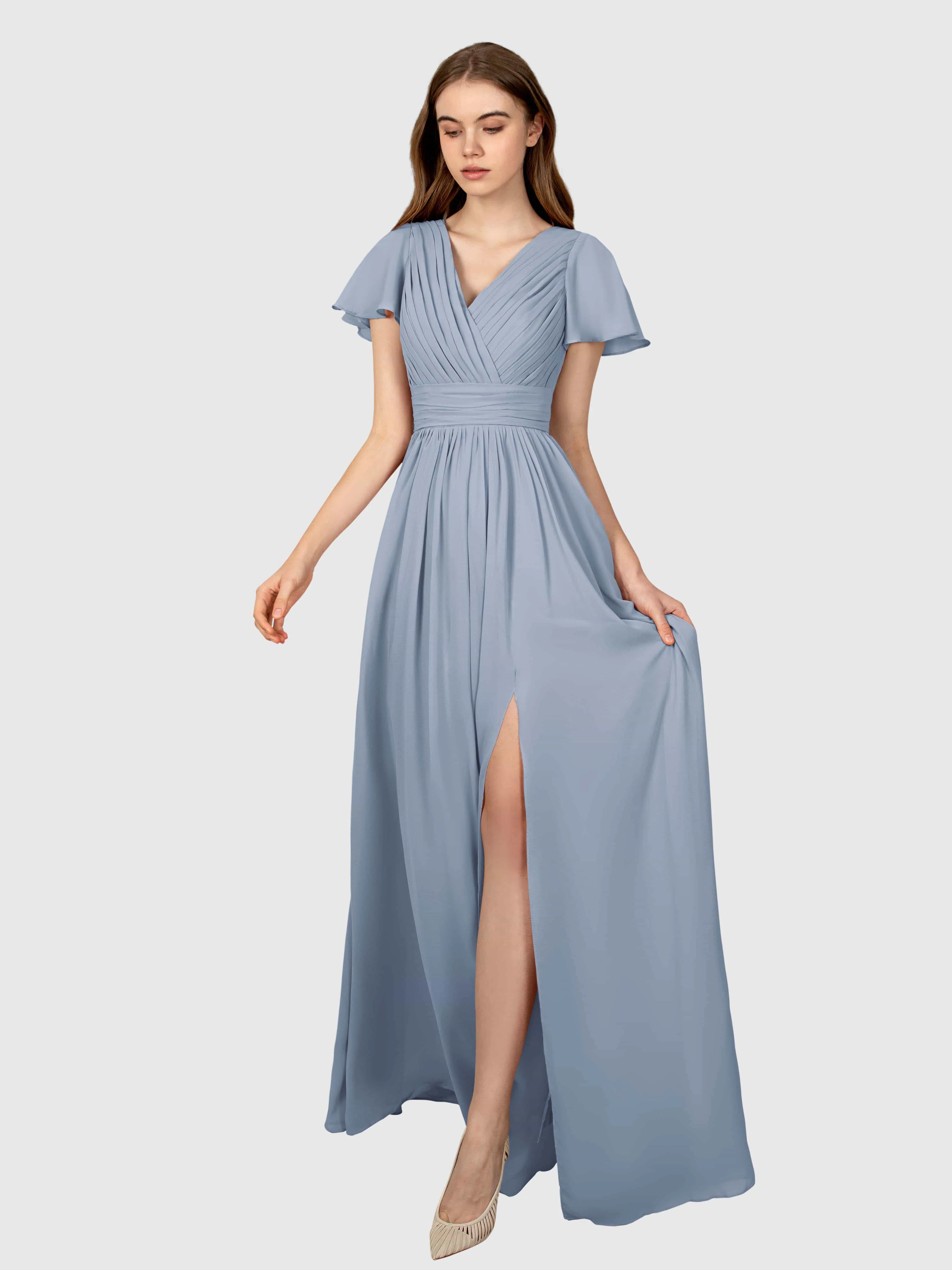Camila Airy A-Line Pleats Floor Length Bridesmaid Dresses