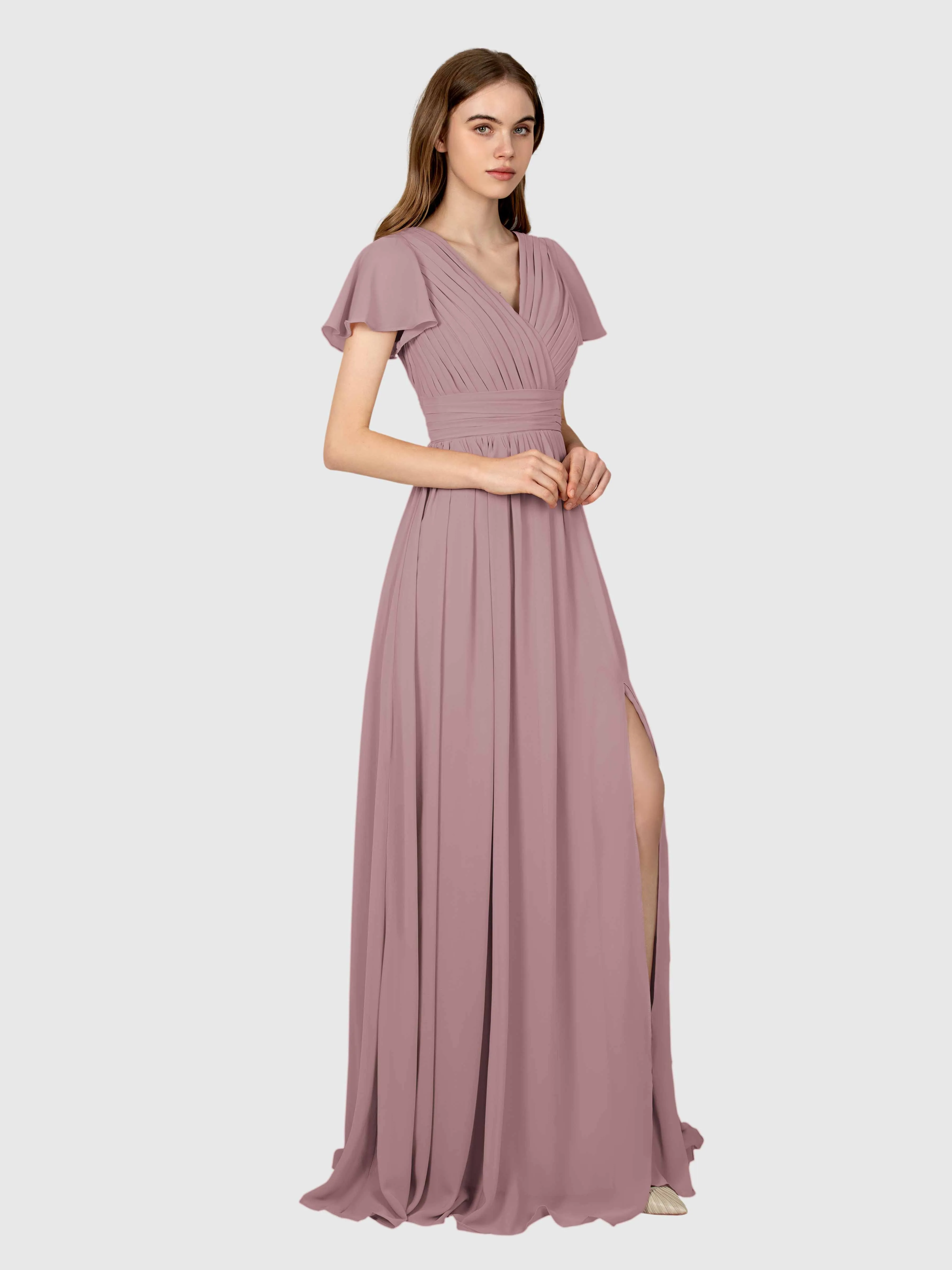 Camila Airy A-Line Pleats Floor Length Bridesmaid Dresses