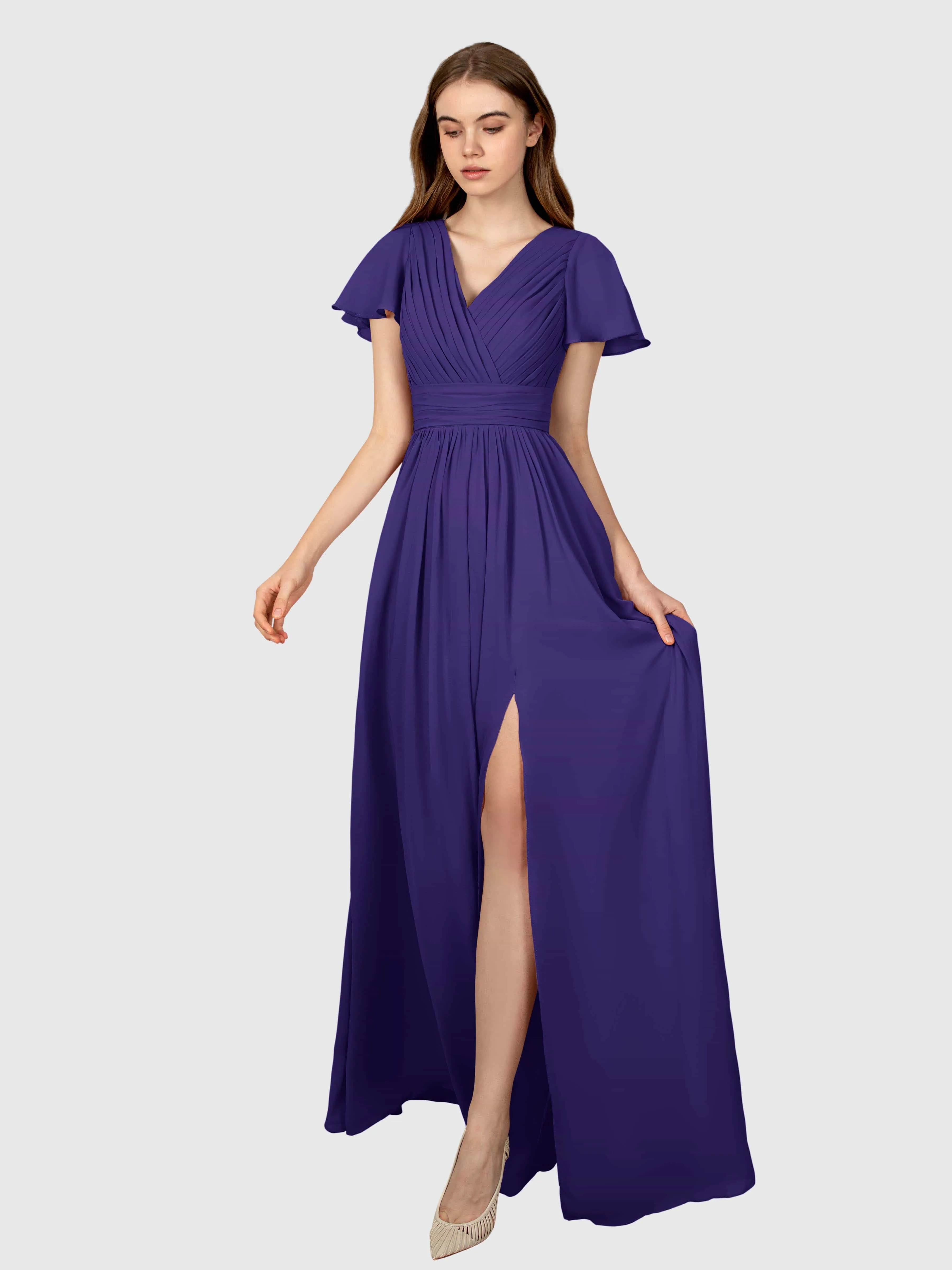 Camila Airy A-Line Pleats Floor Length Bridesmaid Dresses