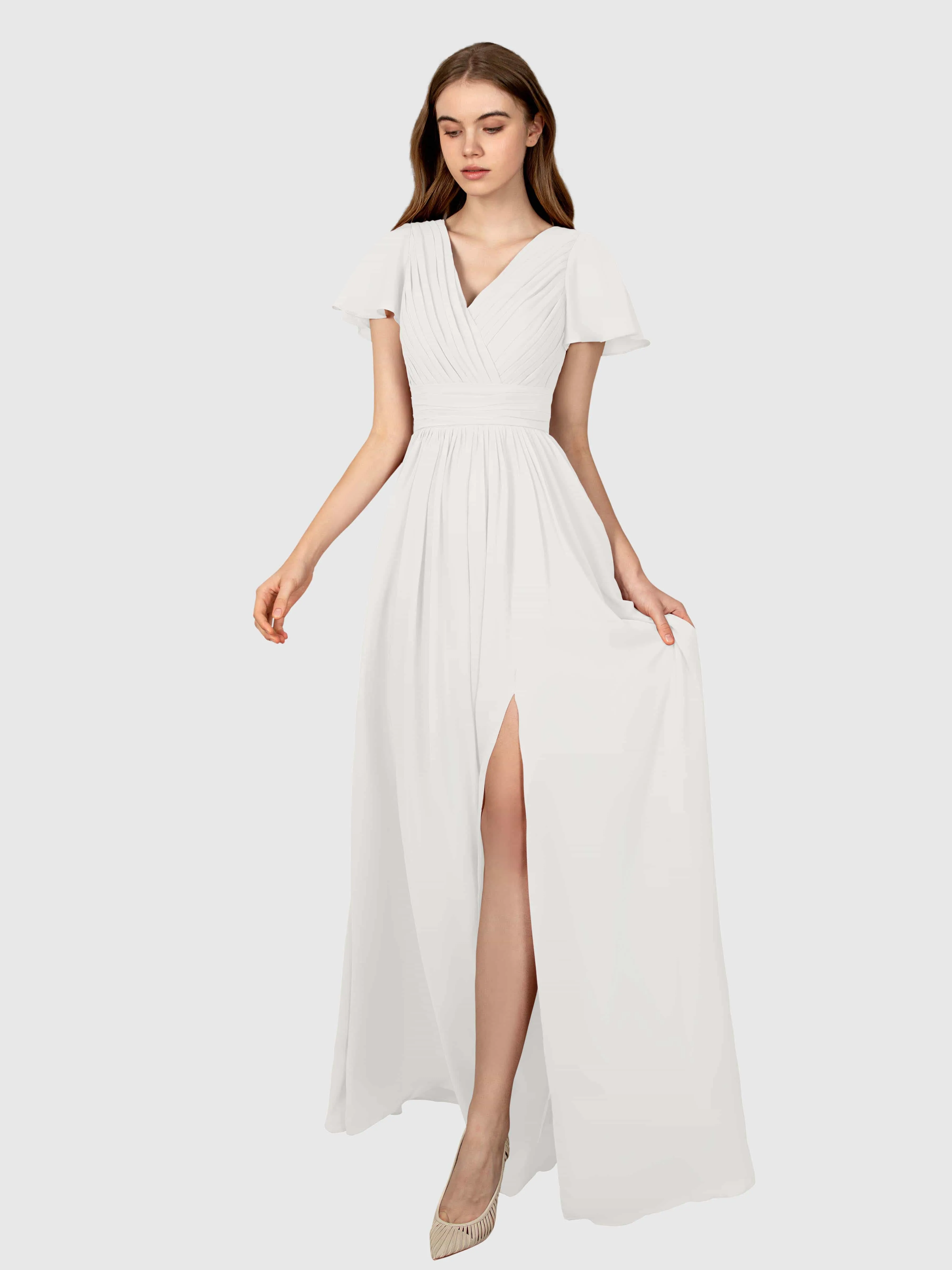 Camila Airy A-Line Pleats Floor Length Bridesmaid Dresses