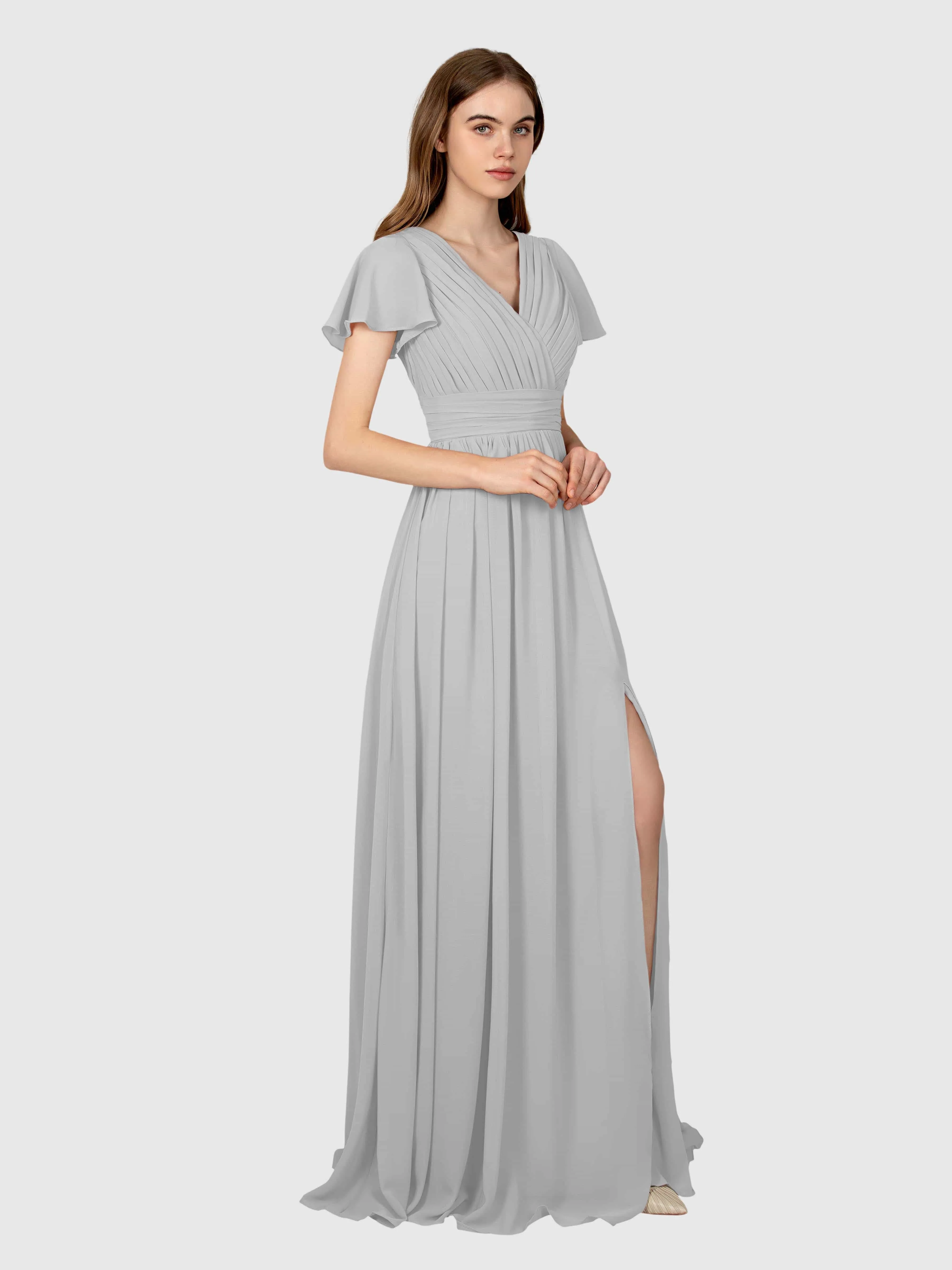 Camila Airy A-Line Pleats Floor Length Bridesmaid Dresses