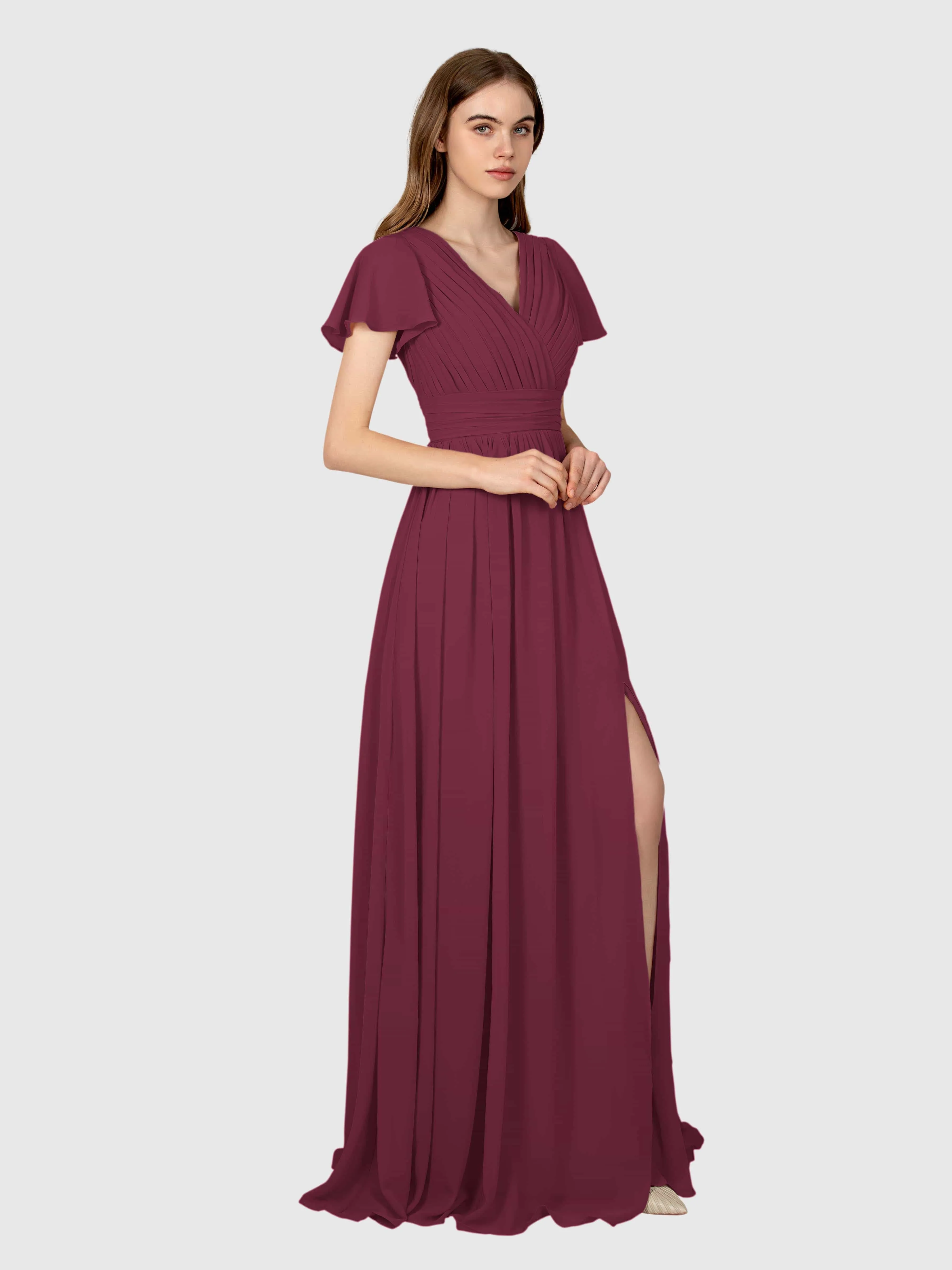 Camila Airy A-Line Pleats Floor Length Bridesmaid Dresses
