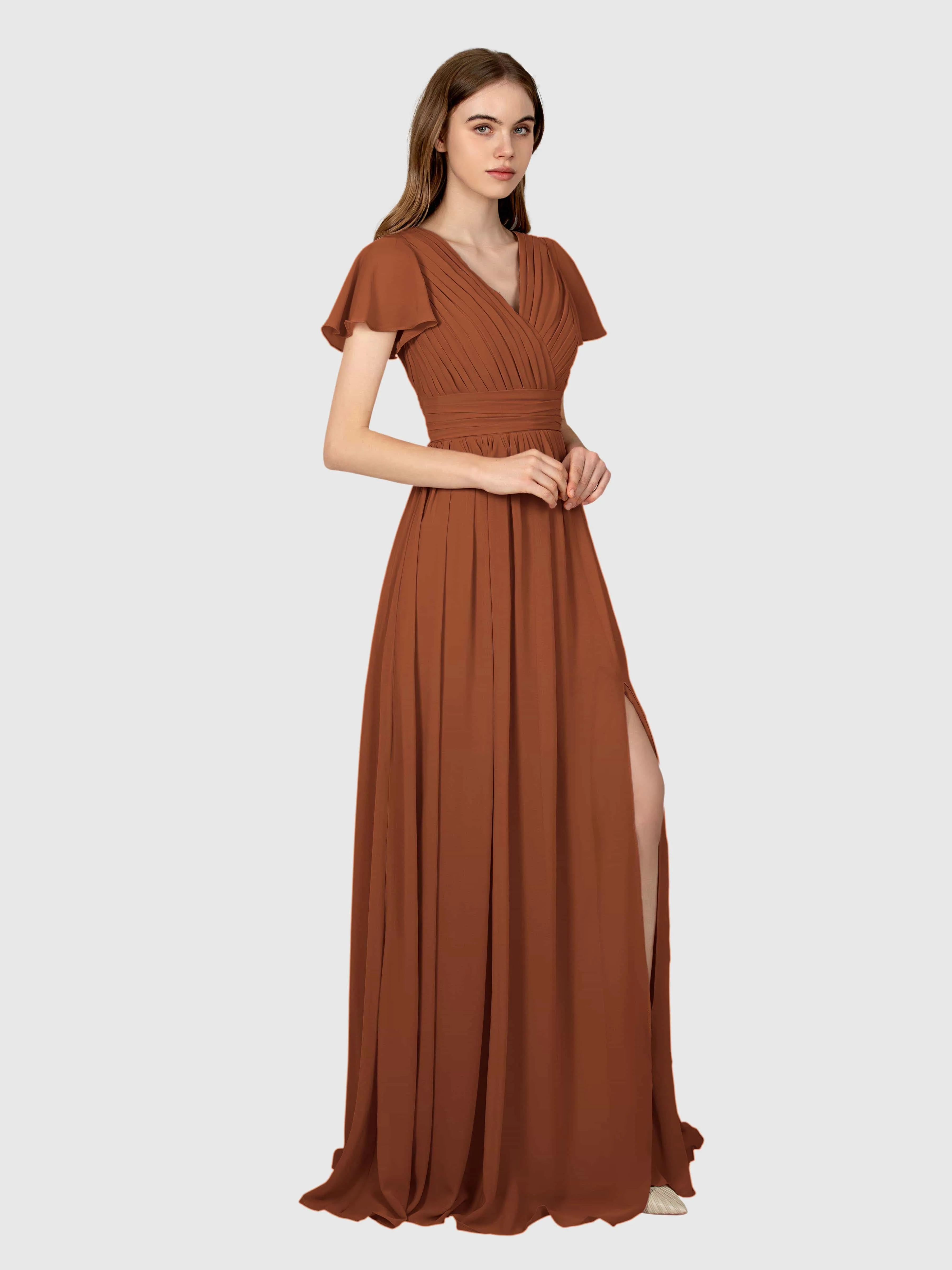 Camila Airy A-Line Pleats Floor Length Bridesmaid Dresses