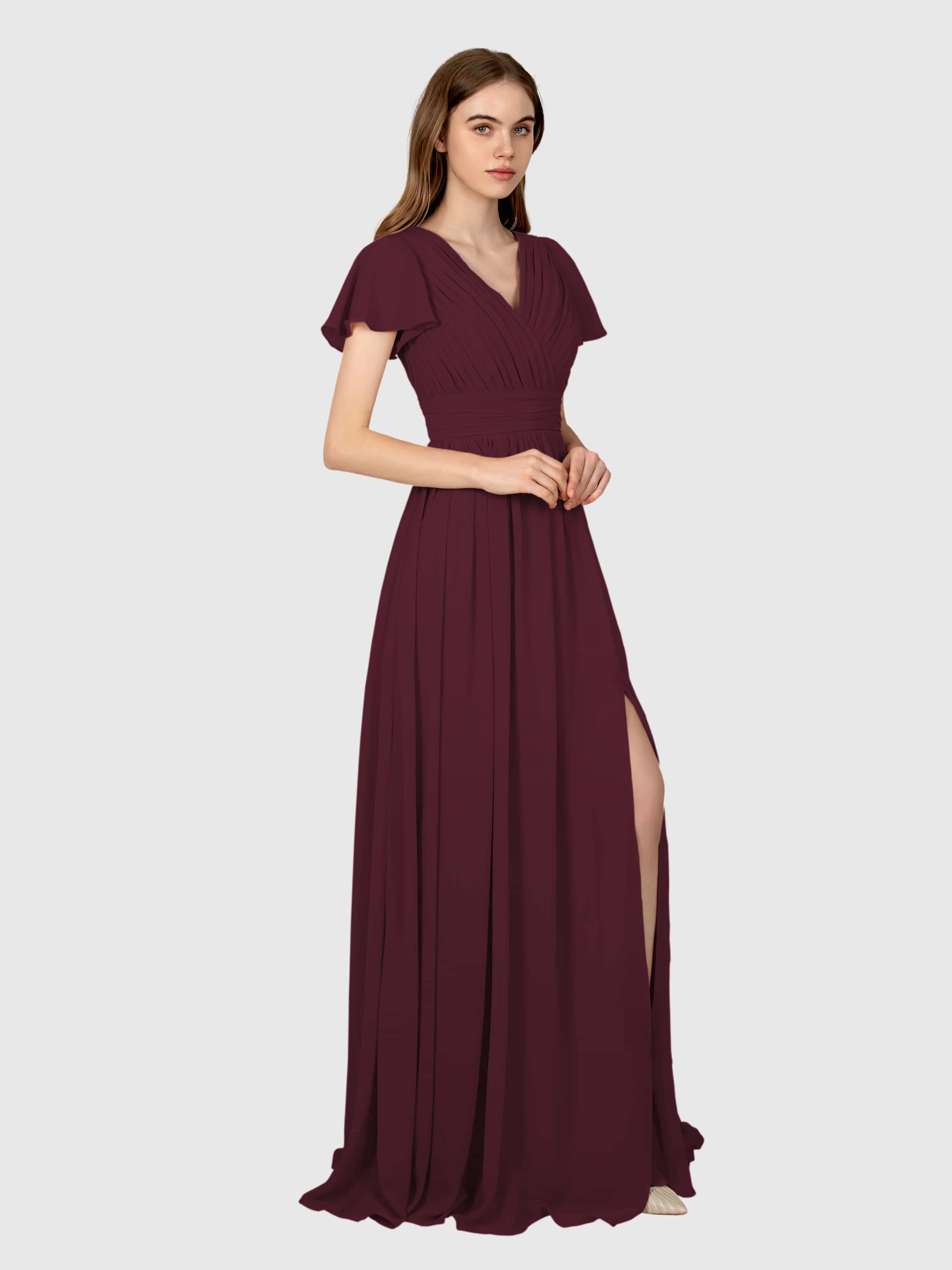 Camila Airy A-Line Pleats Floor Length Bridesmaid Dresses
