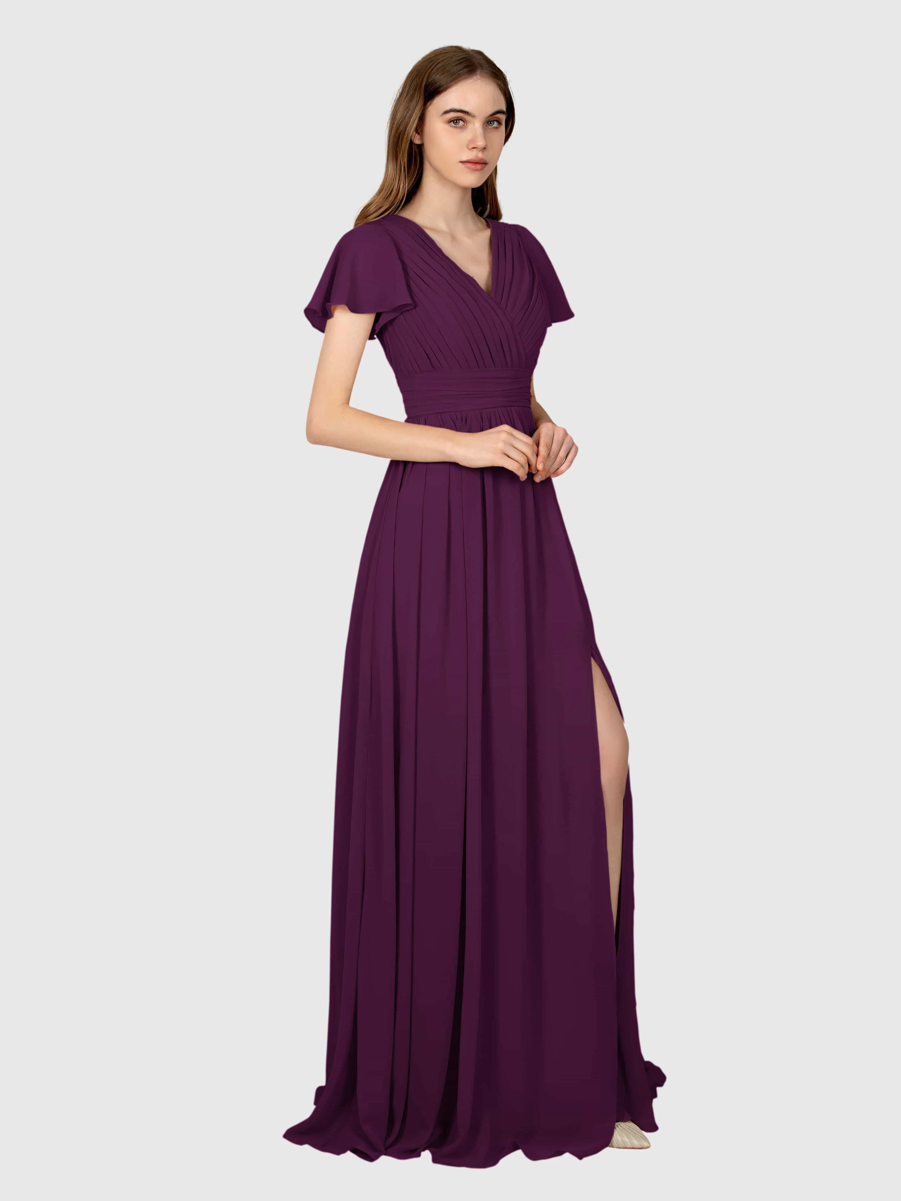 Camila Airy A-Line Pleats Floor Length Bridesmaid Dresses