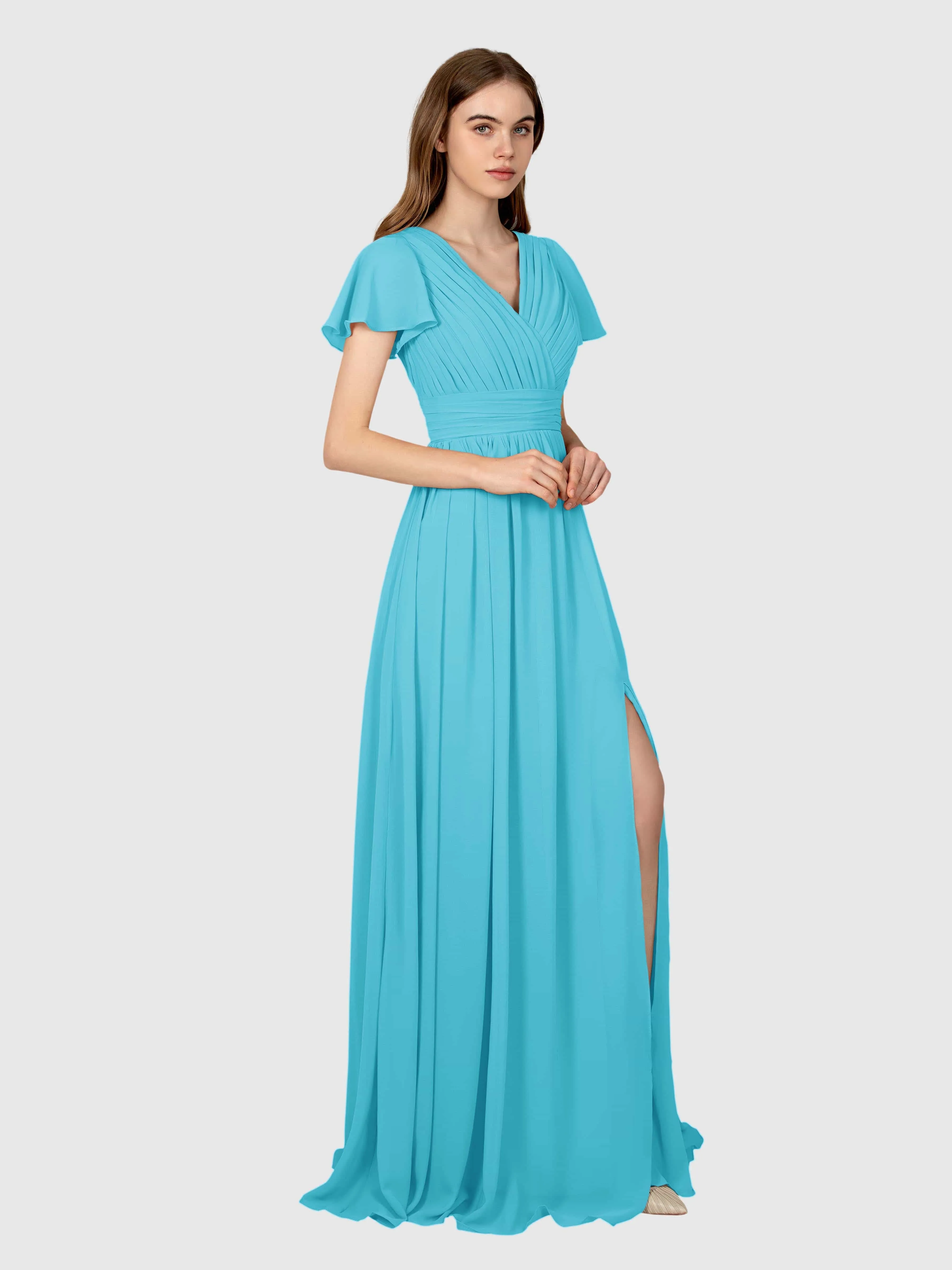 Camila Airy A-Line Pleats Floor Length Bridesmaid Dresses