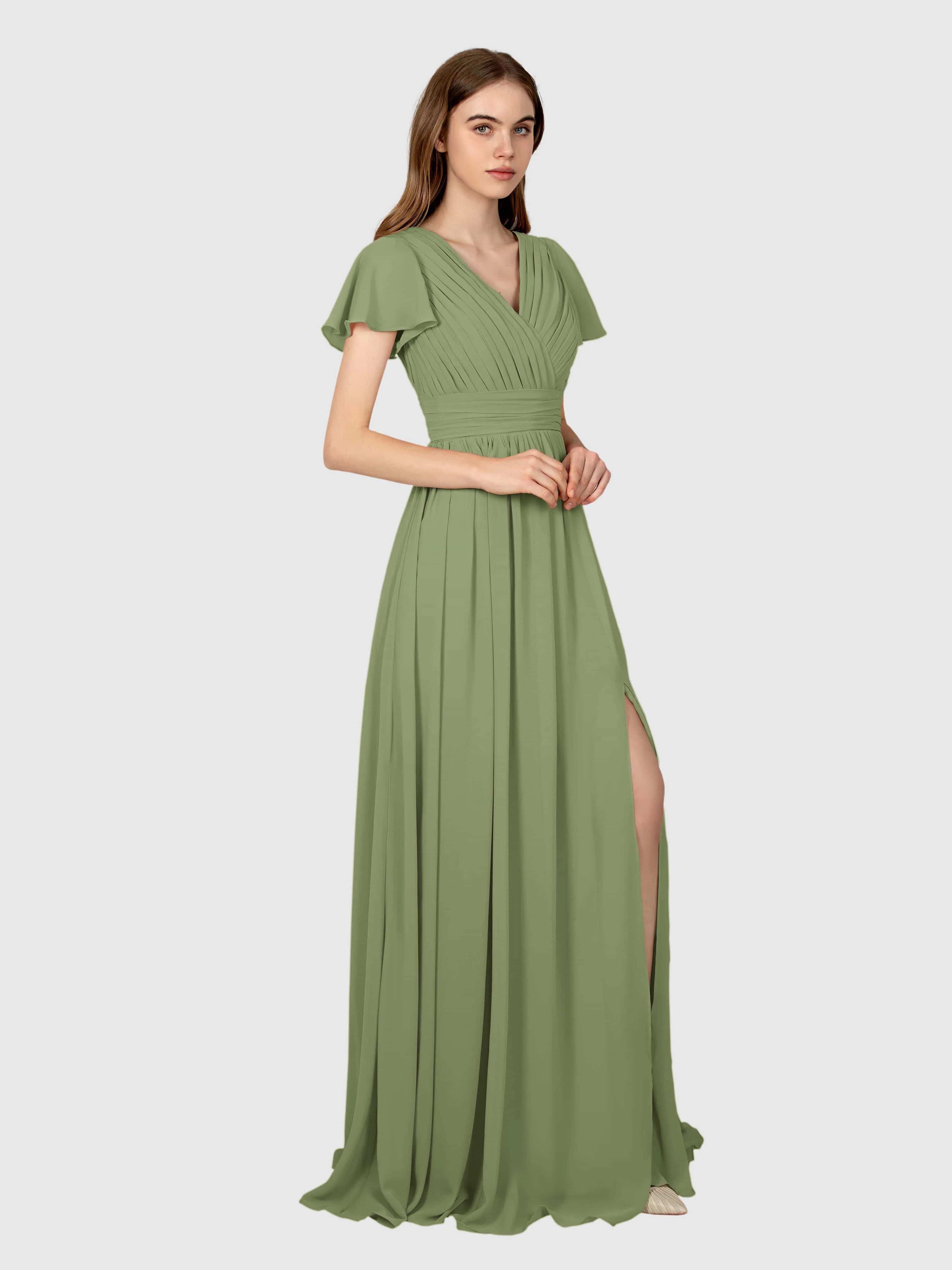 Camila Airy A-Line Pleats Floor Length Bridesmaid Dresses