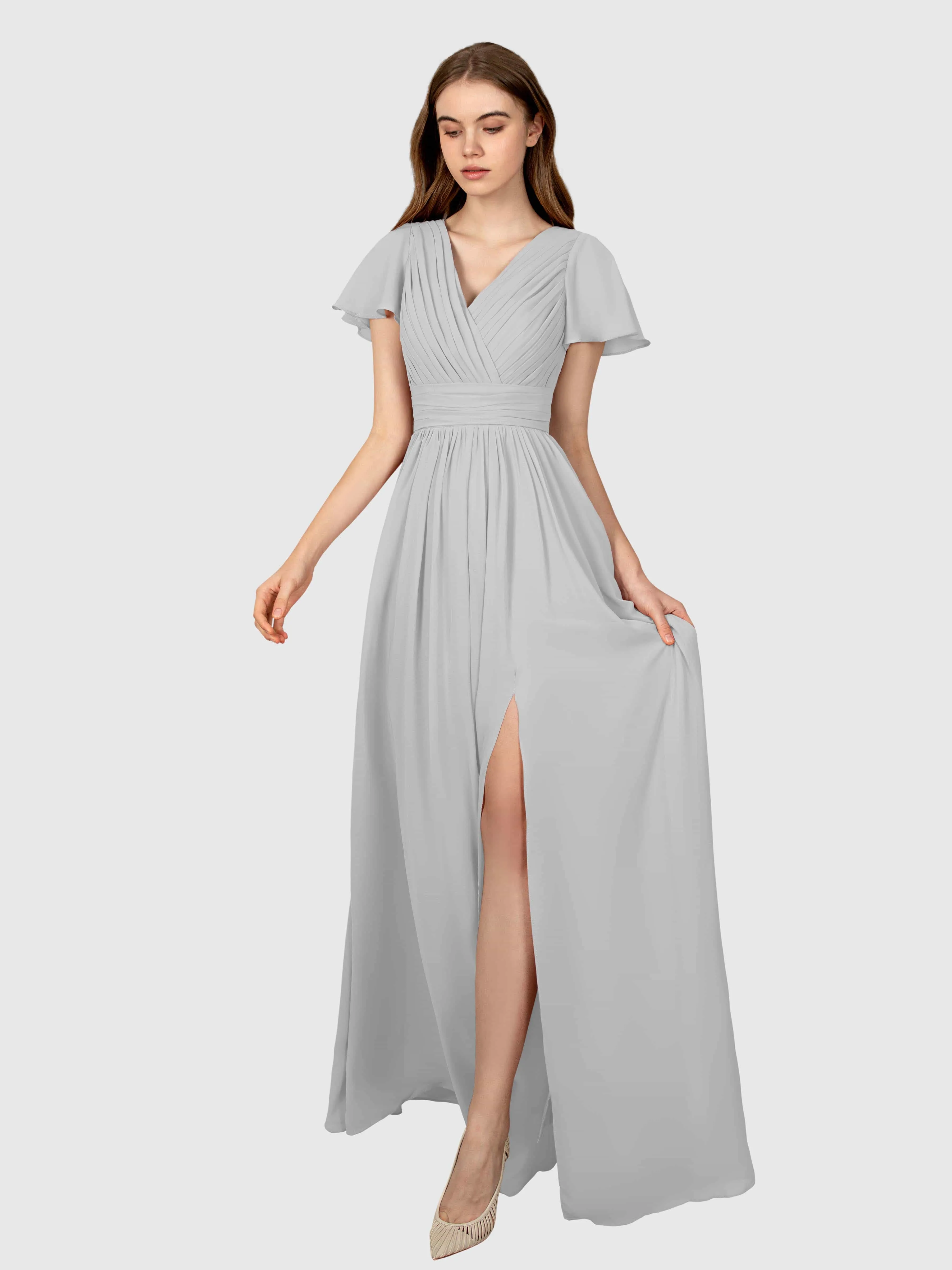 Camila Airy A-Line Pleats Floor Length Bridesmaid Dresses
