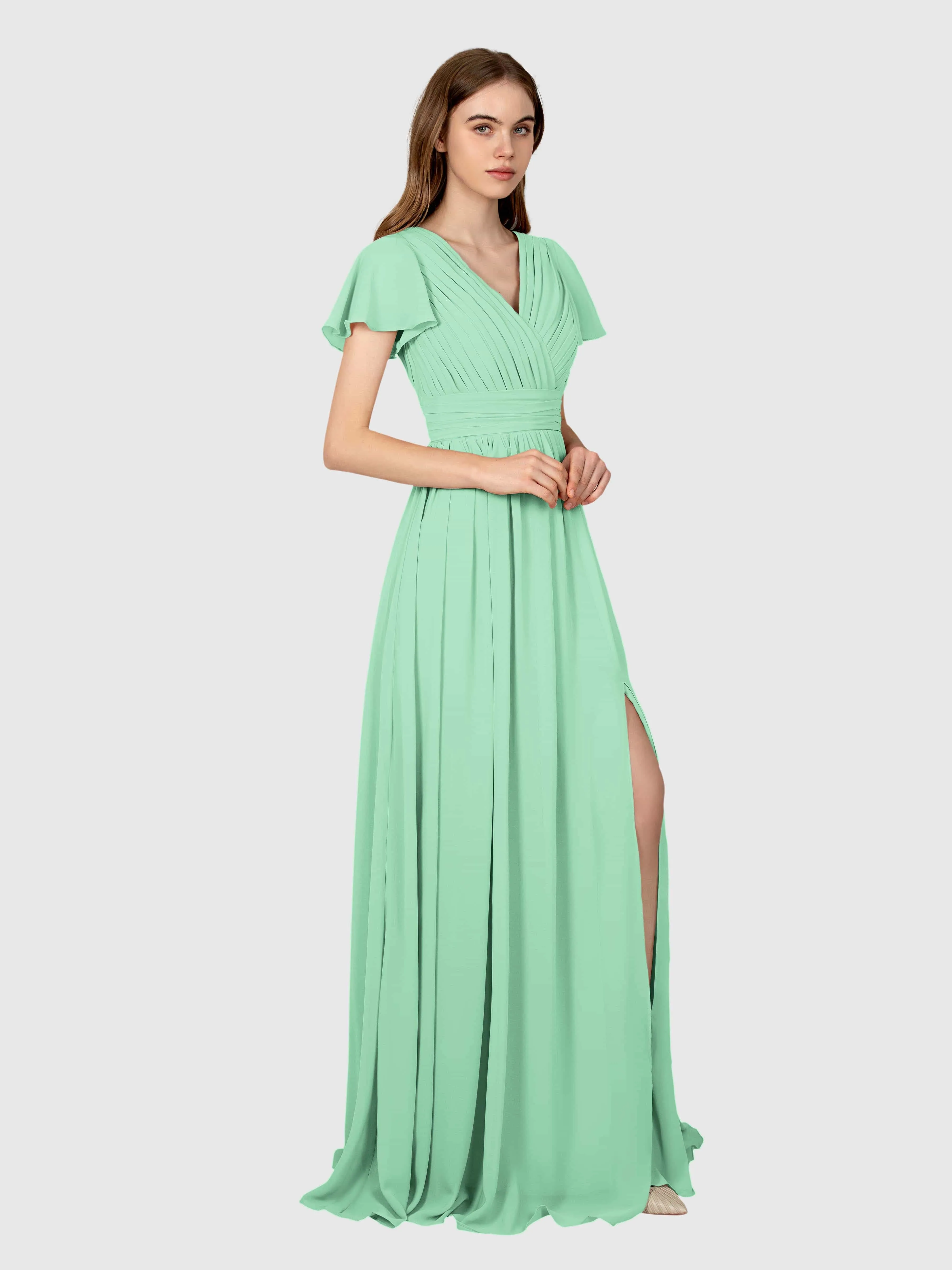 Camila Airy A-Line Pleats Floor Length Bridesmaid Dresses