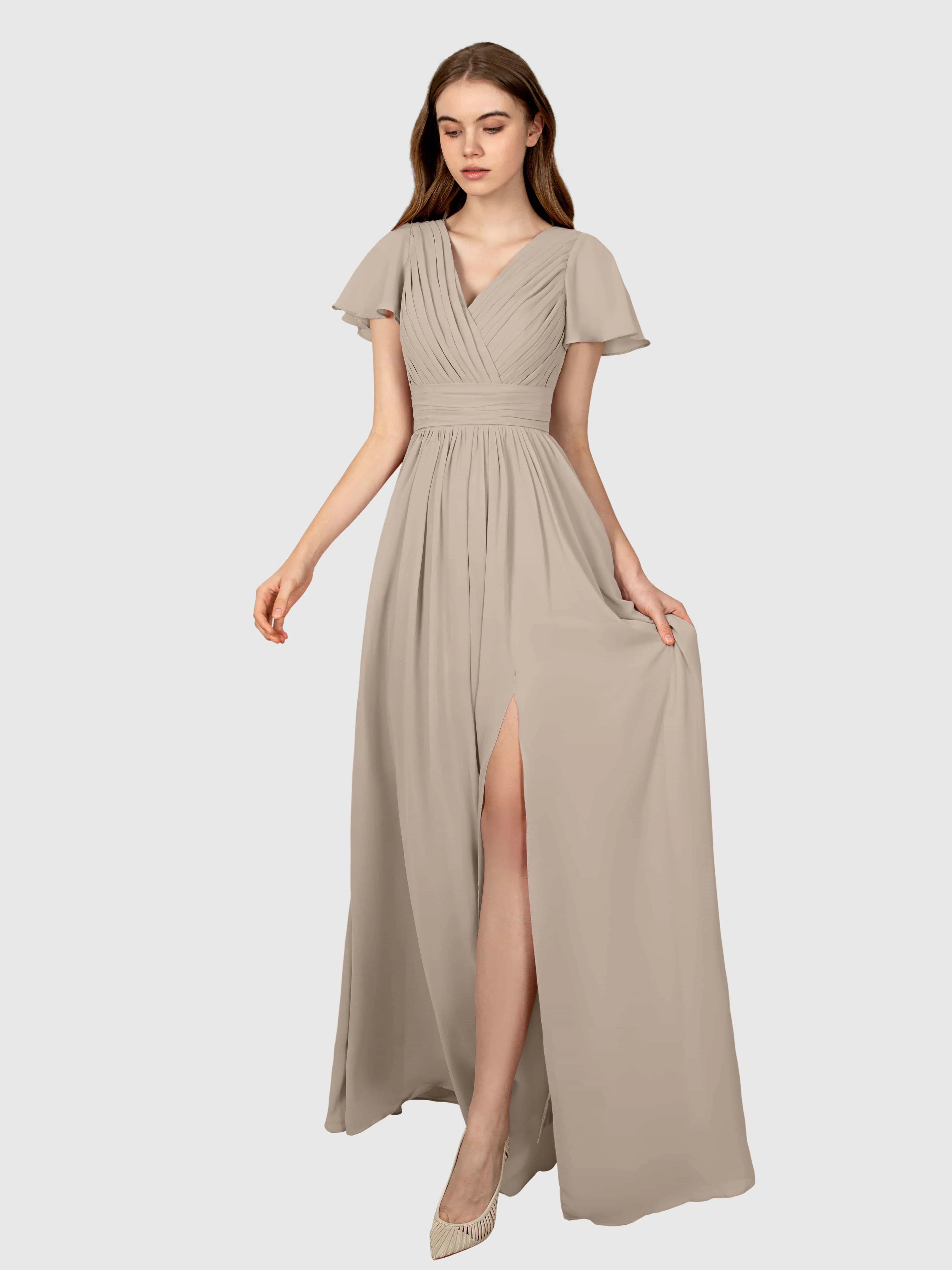 Camila Airy A-Line Pleats Floor Length Bridesmaid Dresses