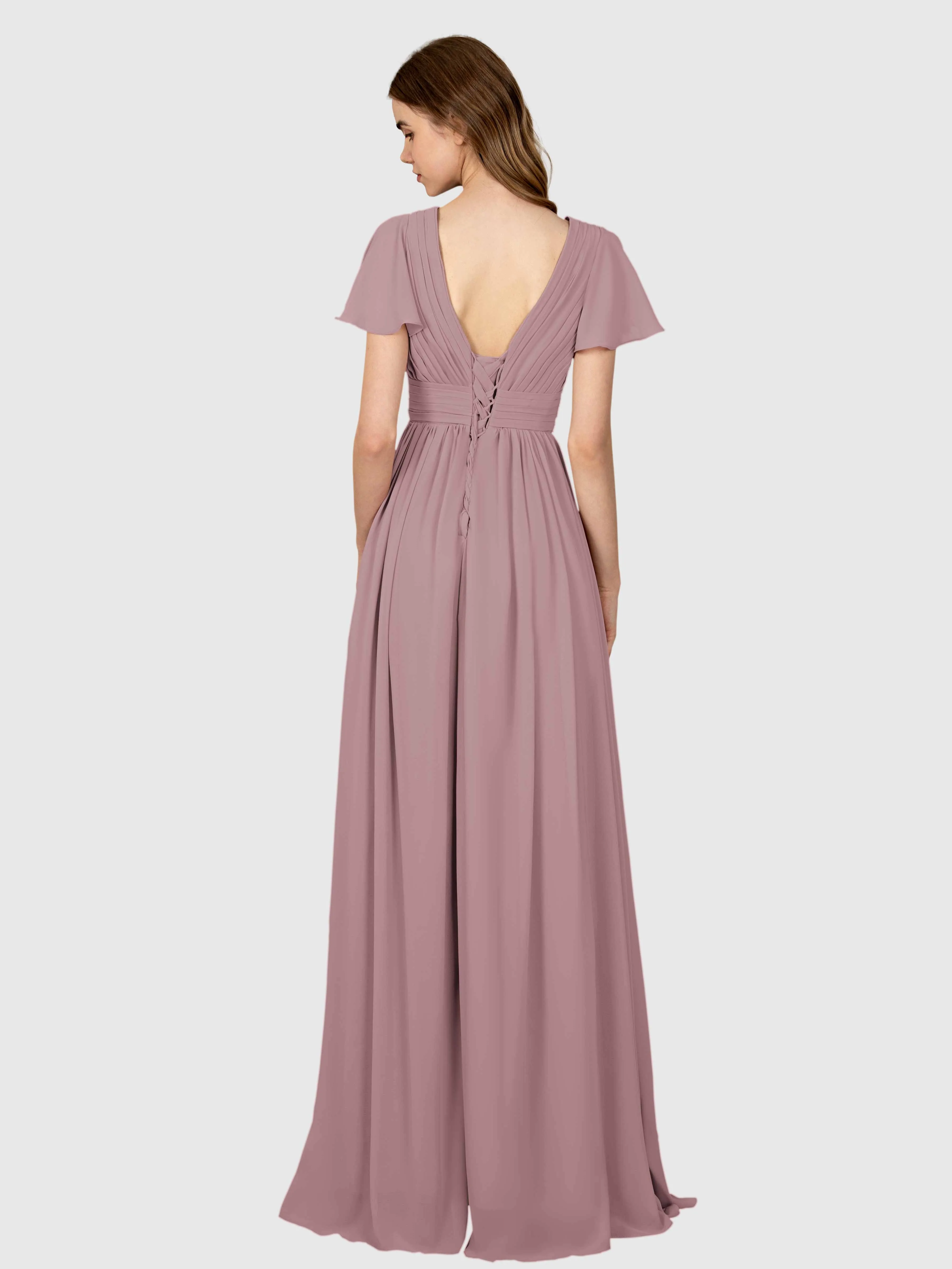 Camila Airy A-Line Pleats Floor Length Bridesmaid Dresses