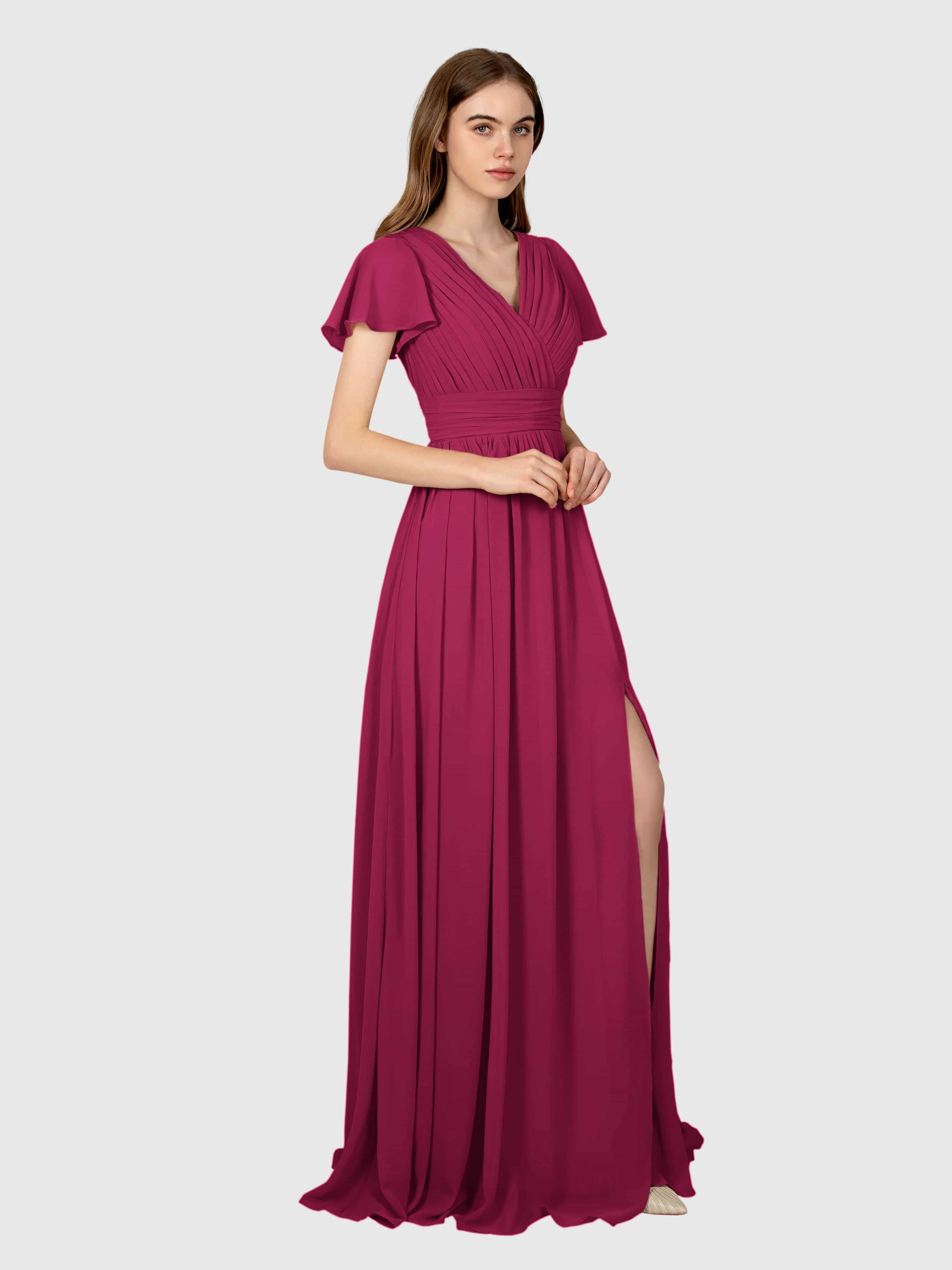 Camila Airy A-Line Pleats Floor Length Bridesmaid Dresses