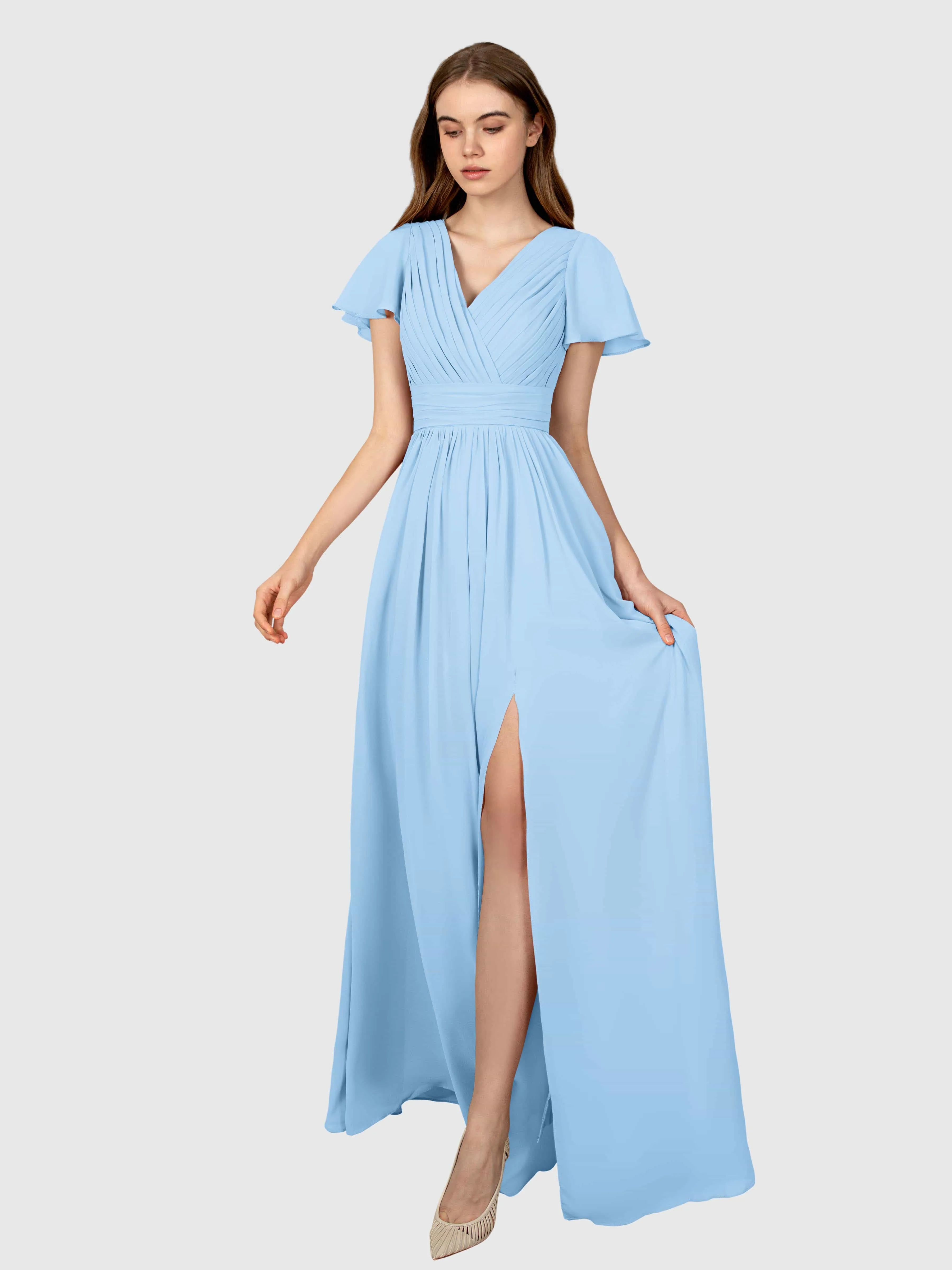 Camila Airy A-Line Pleats Floor Length Bridesmaid Dresses