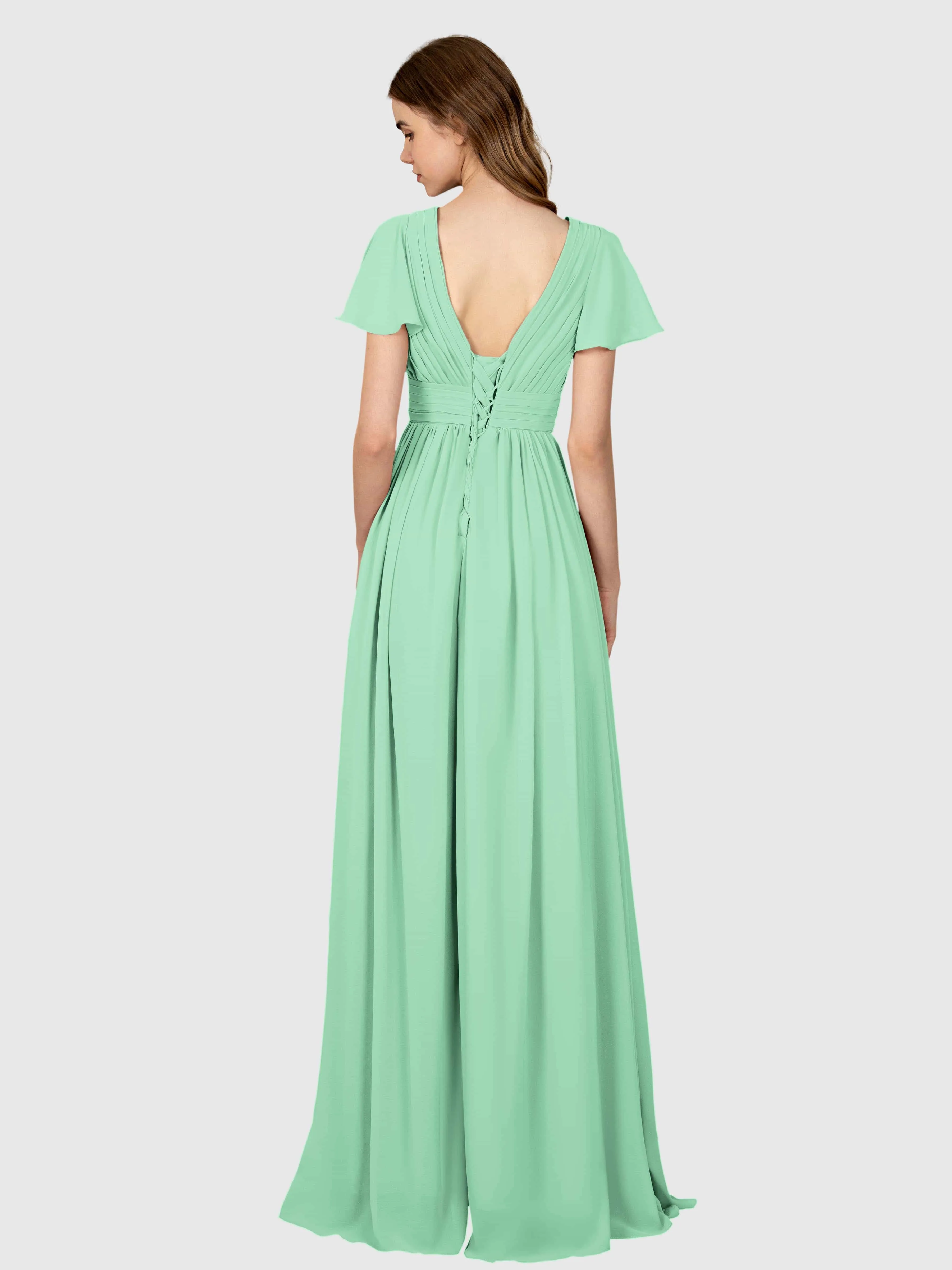Camila Airy A-Line Pleats Floor Length Bridesmaid Dresses