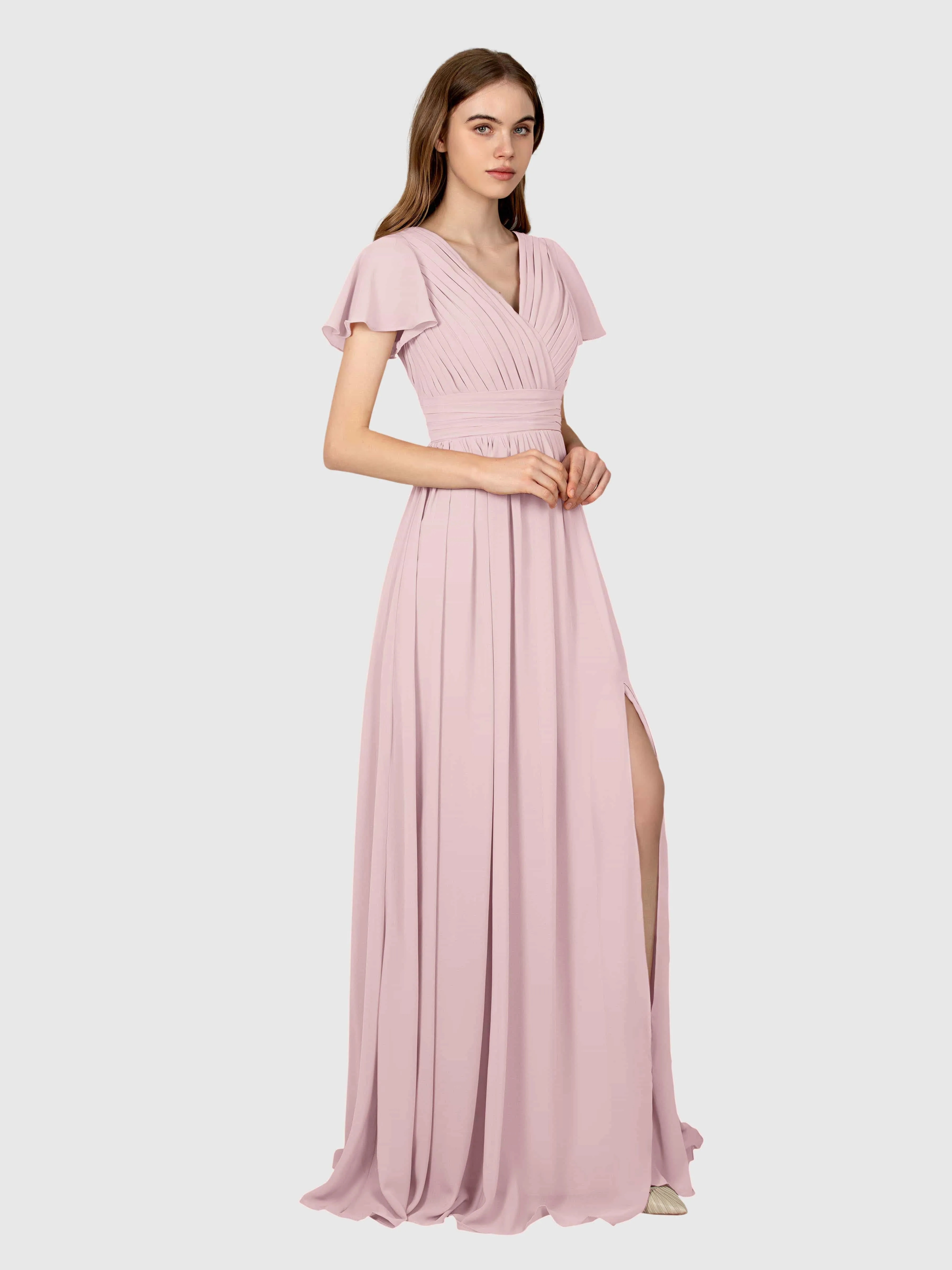 Camila Airy A-Line Pleats Floor Length Bridesmaid Dresses