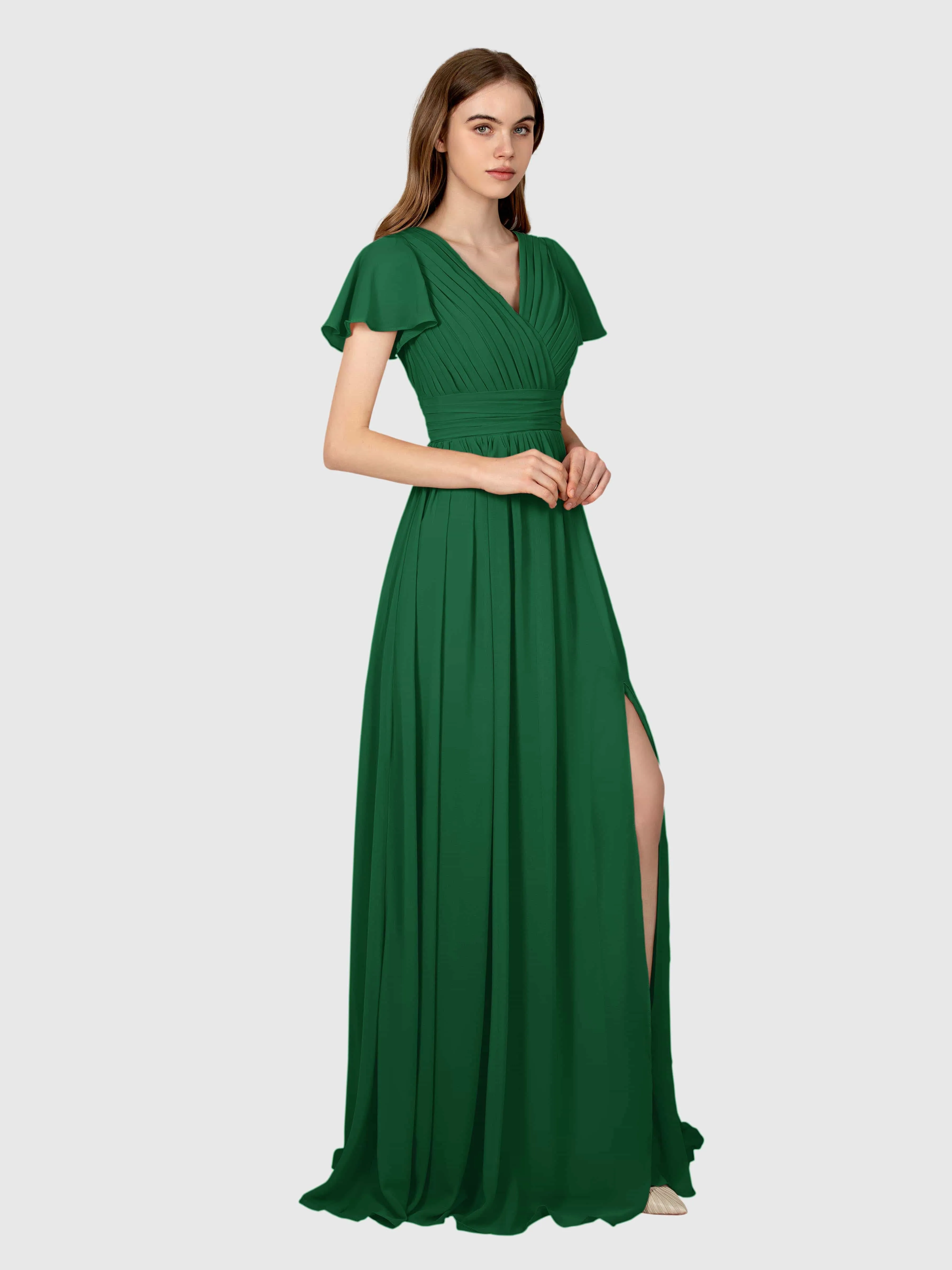 Camila Airy A-Line Pleats Floor Length Bridesmaid Dresses