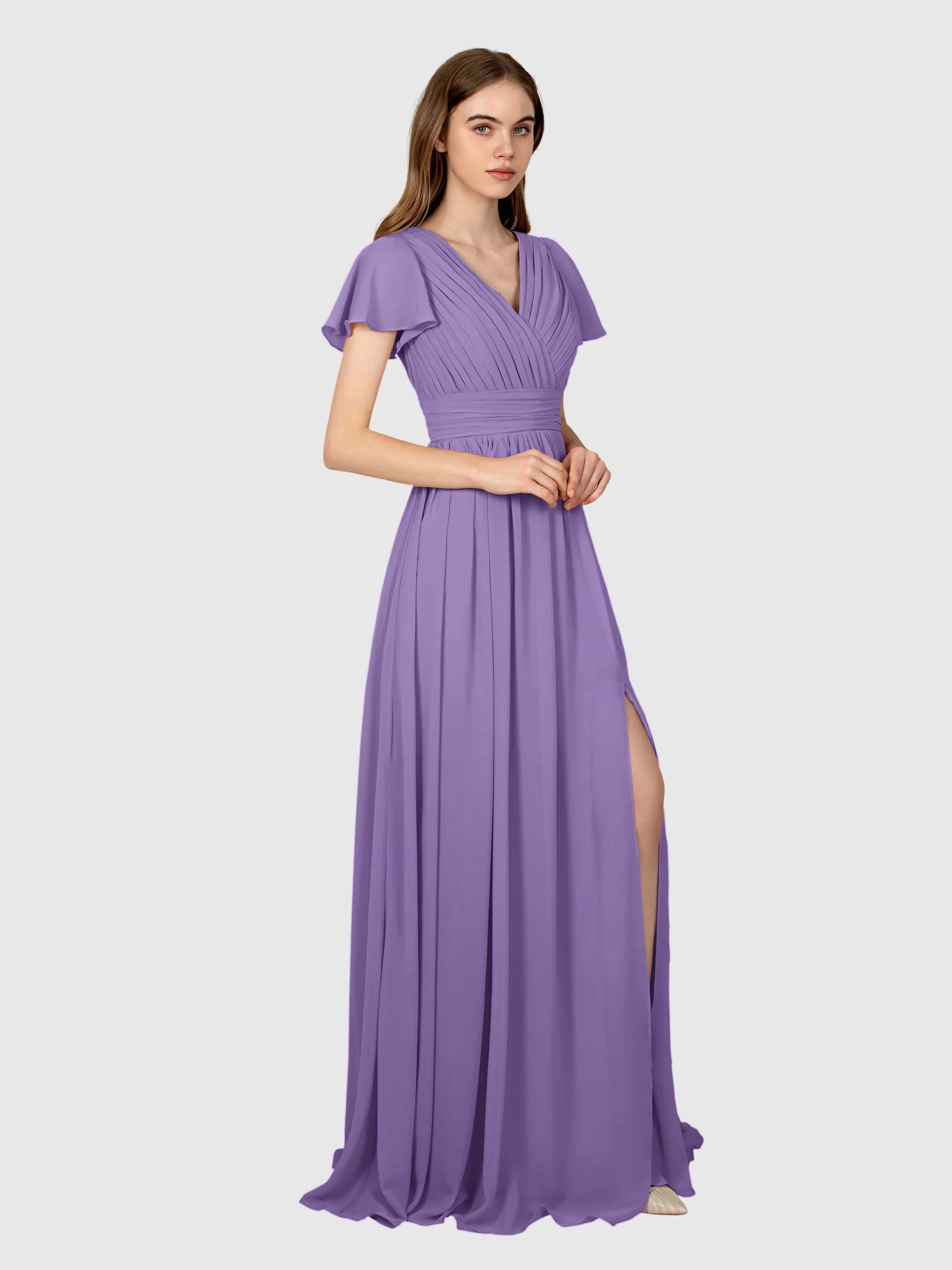 Camila Airy A-Line Pleats Floor Length Bridesmaid Dresses