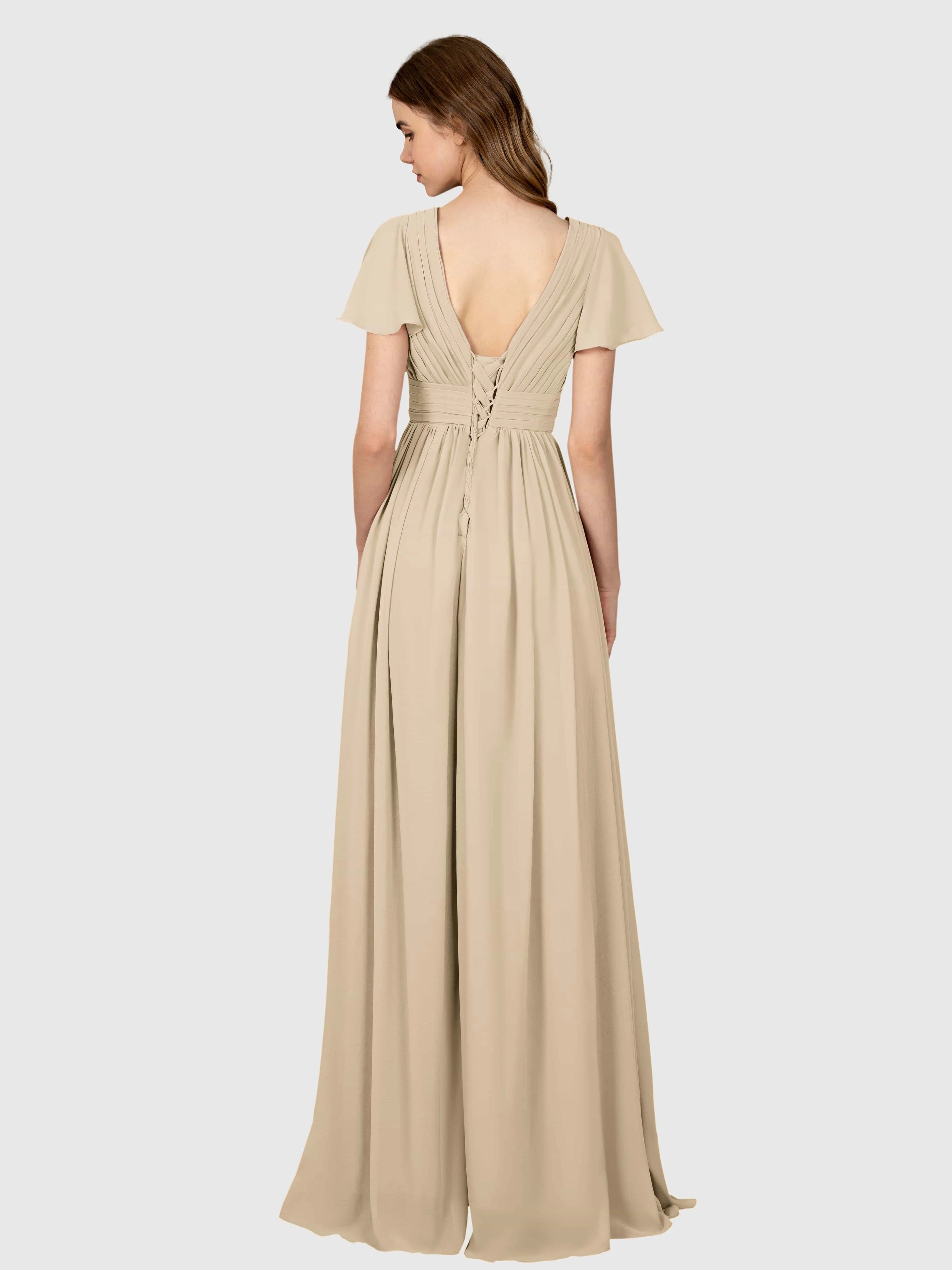 Camila Airy A-Line Pleats Floor Length Bridesmaid Dresses
