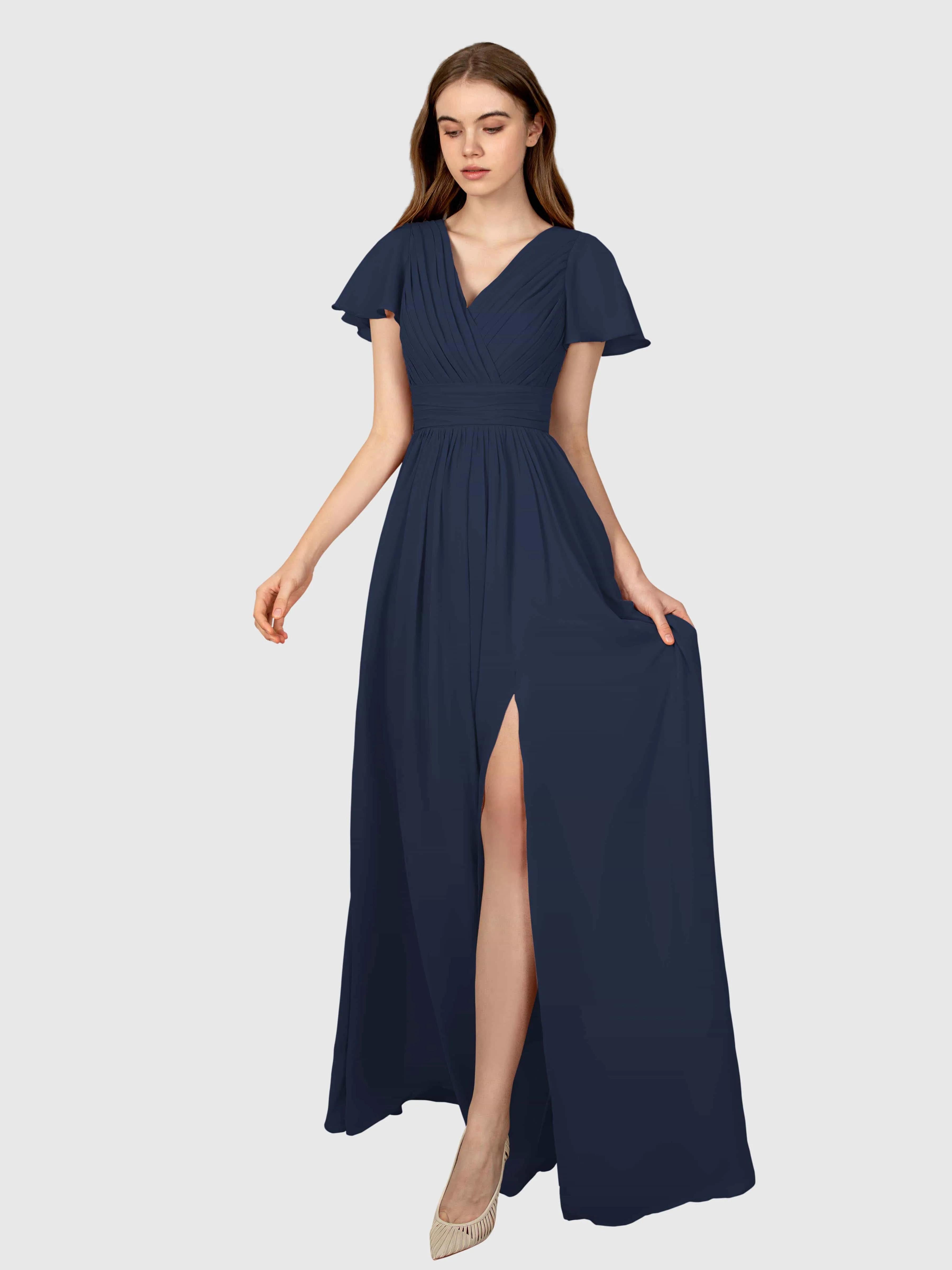 Camila Airy A-Line Pleats Floor Length Bridesmaid Dresses