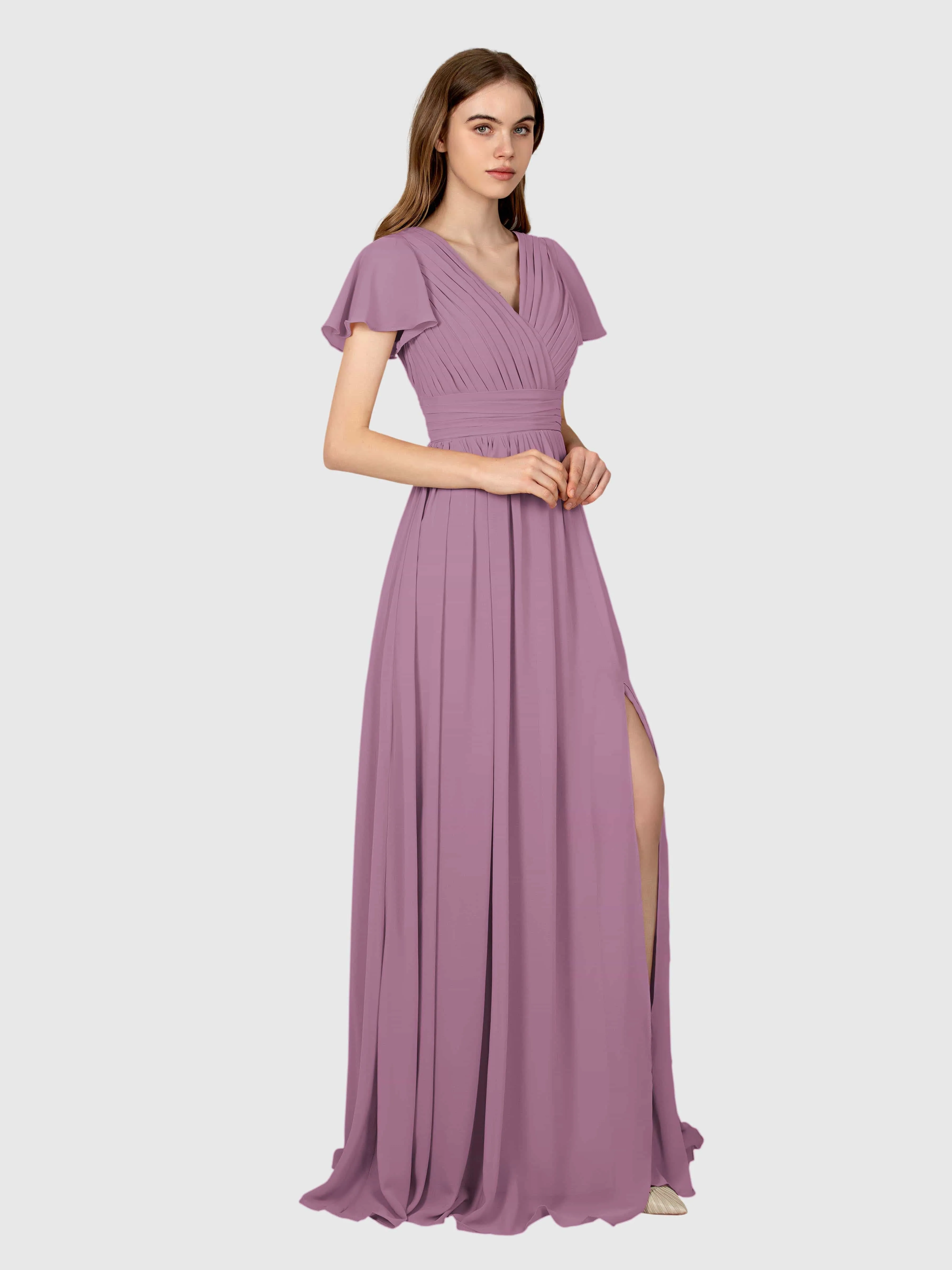 Camila Airy A-Line Pleats Floor Length Bridesmaid Dresses