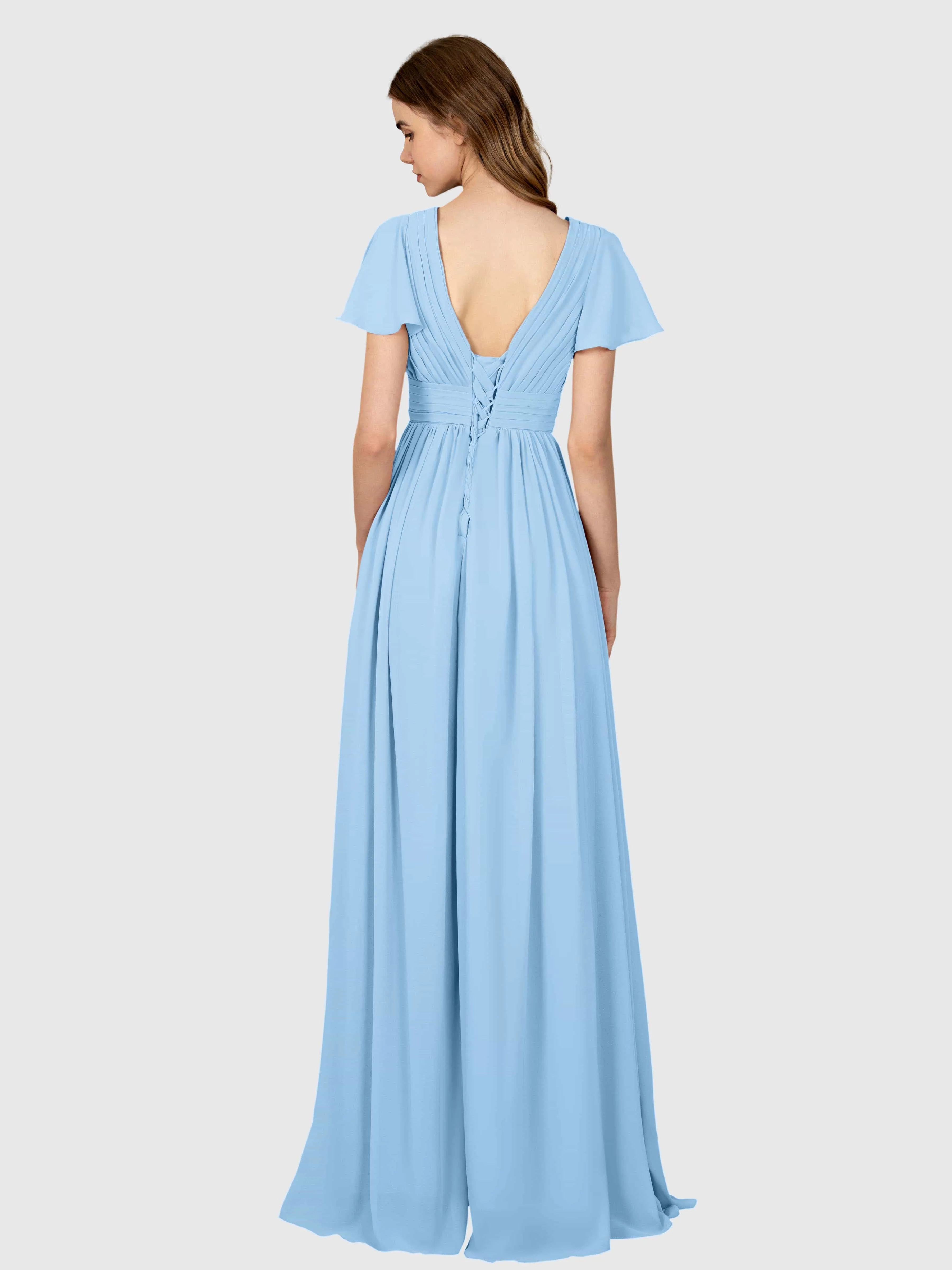 Camila Airy A-Line Pleats Floor Length Bridesmaid Dresses
